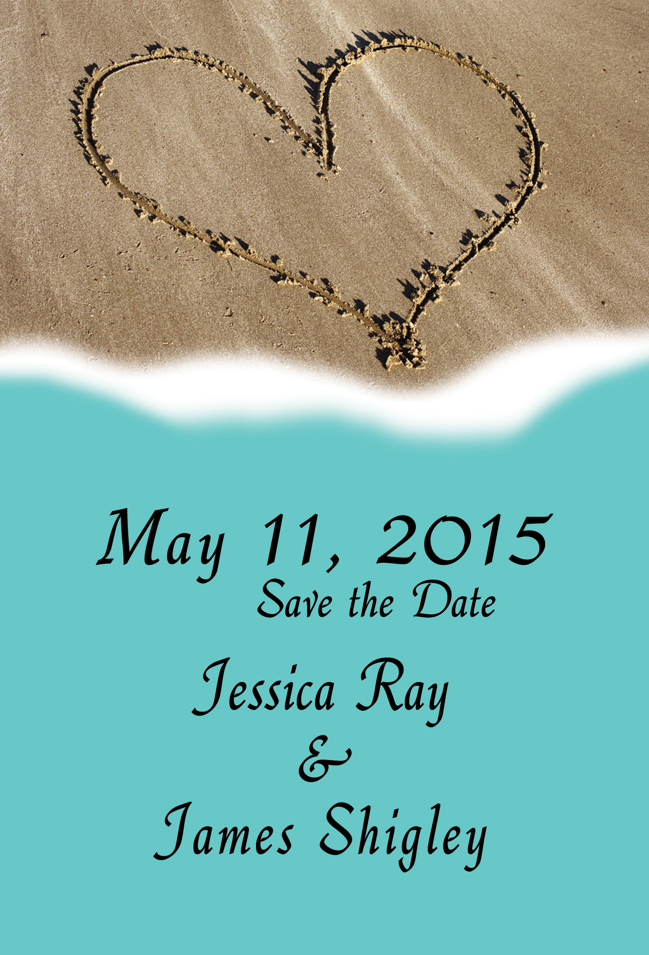 Beach Wedding Invitations - Save the Date - Sandy Heart ...