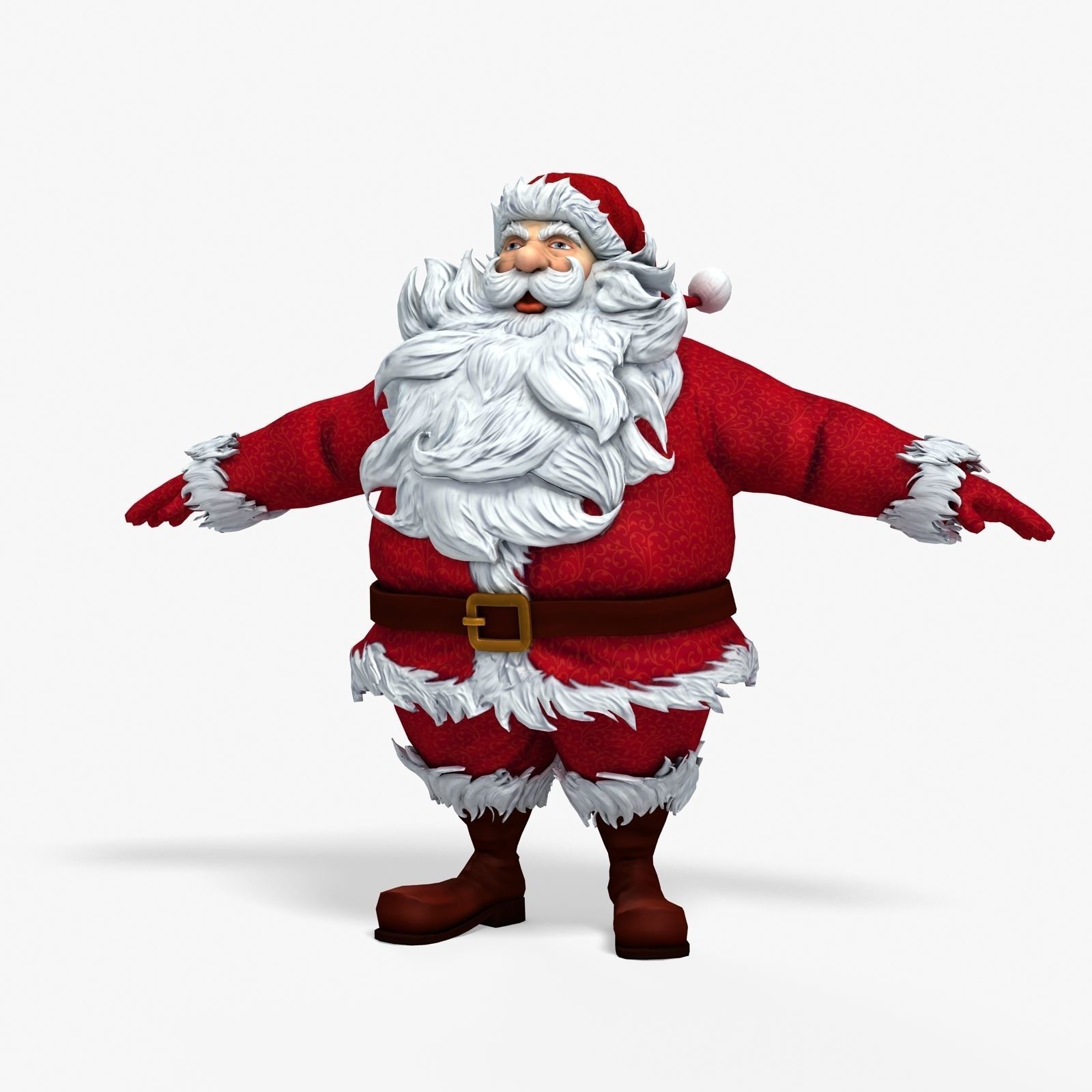 New cool Santa Claus with a big beautiful beard 3D model 3