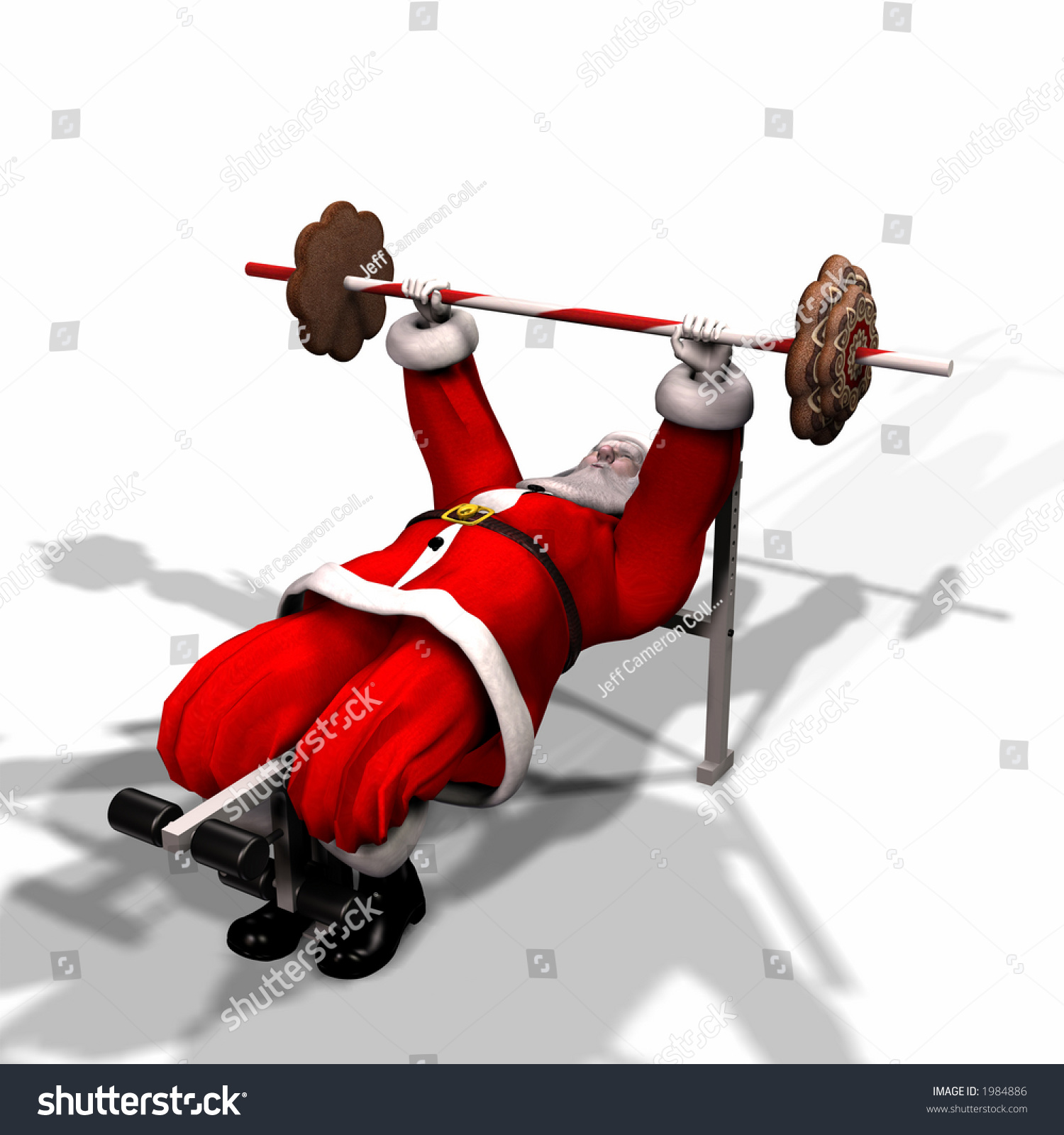 Santa Working Out By Lifting Weights Stock Illustration 1984886 ...