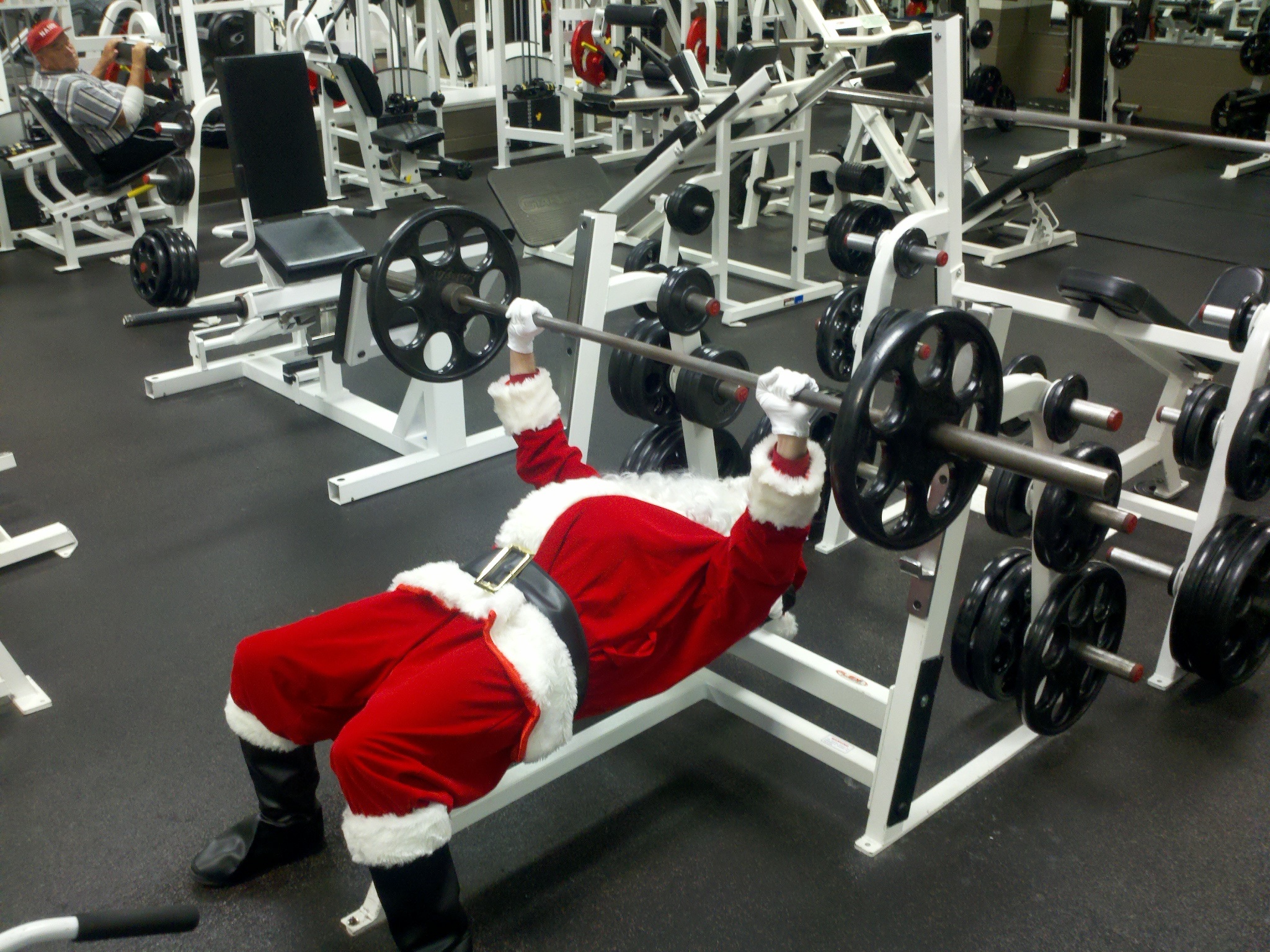 Santa Lifting, Claus, Exercise, Fit, Fitness, HQ Photo