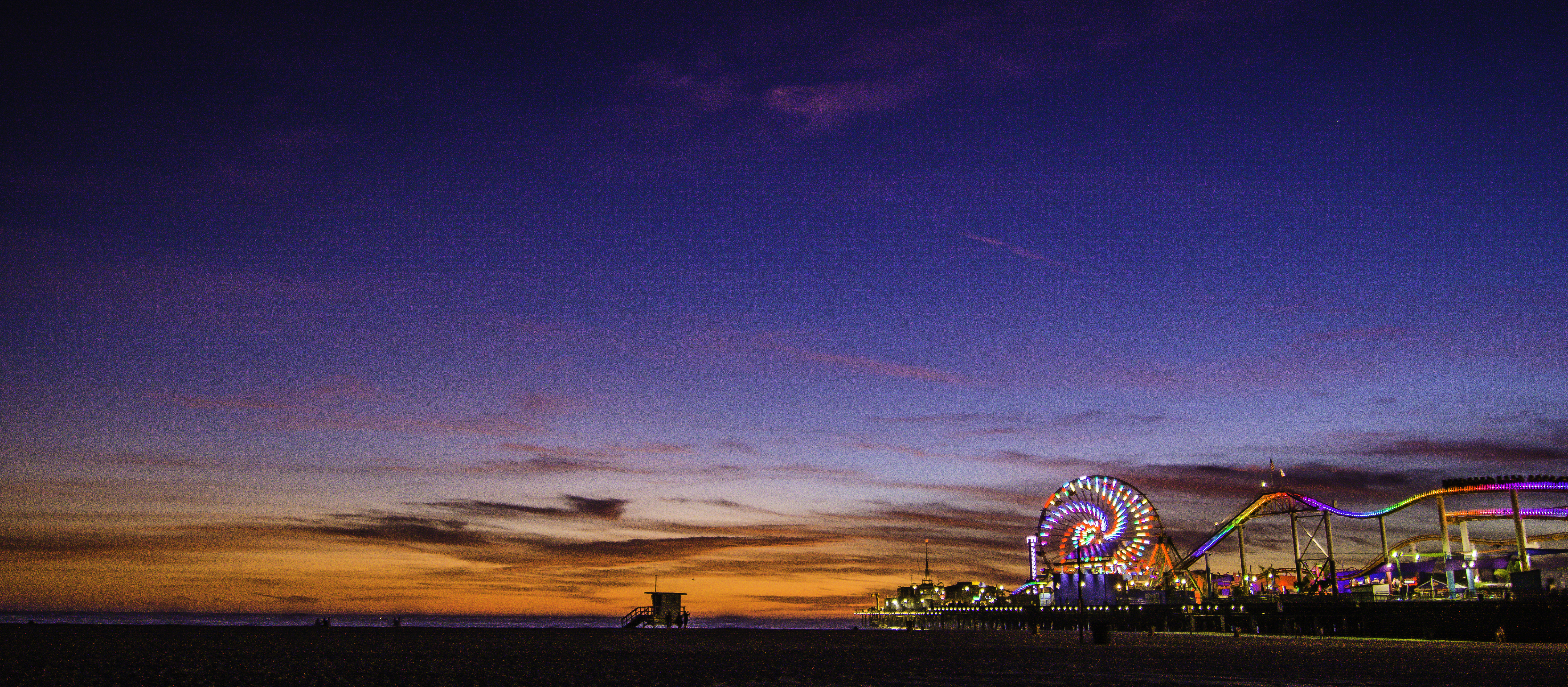 Santa Monica Pier, Angeles, Night, Sky, Santa Monica, HQ Photo