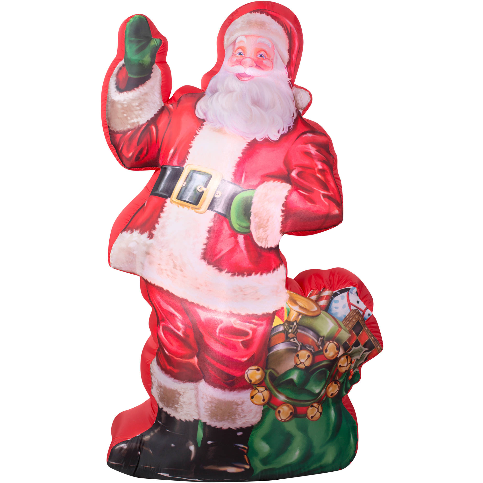 7' Airblown Inflatable Photorealistic Illustrated Santa with Gift ...