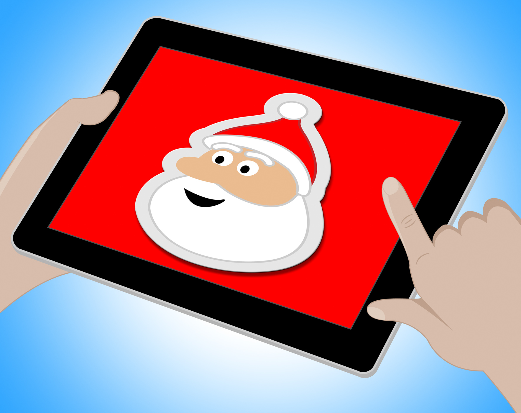 Santa online indicates merry christmas and computing photo