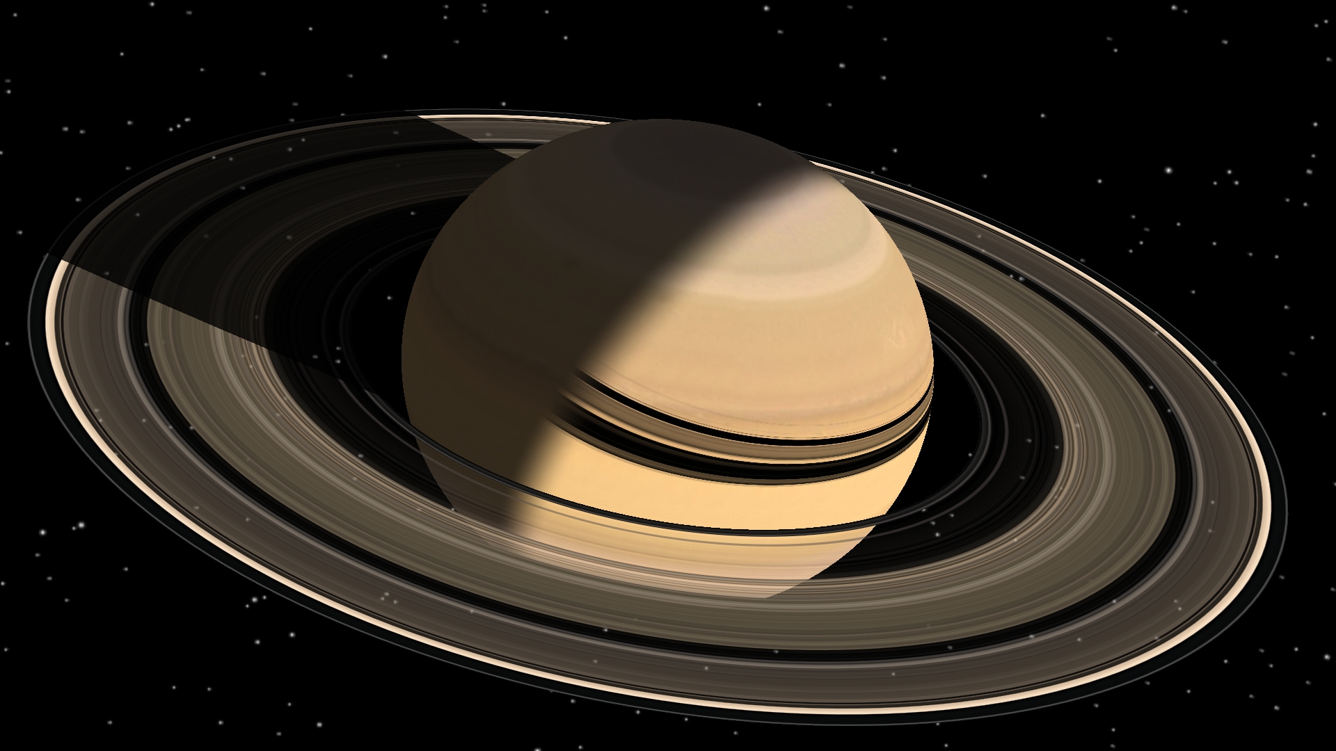 Visualization of Saturn, rings and moons using OpenGL Shaders