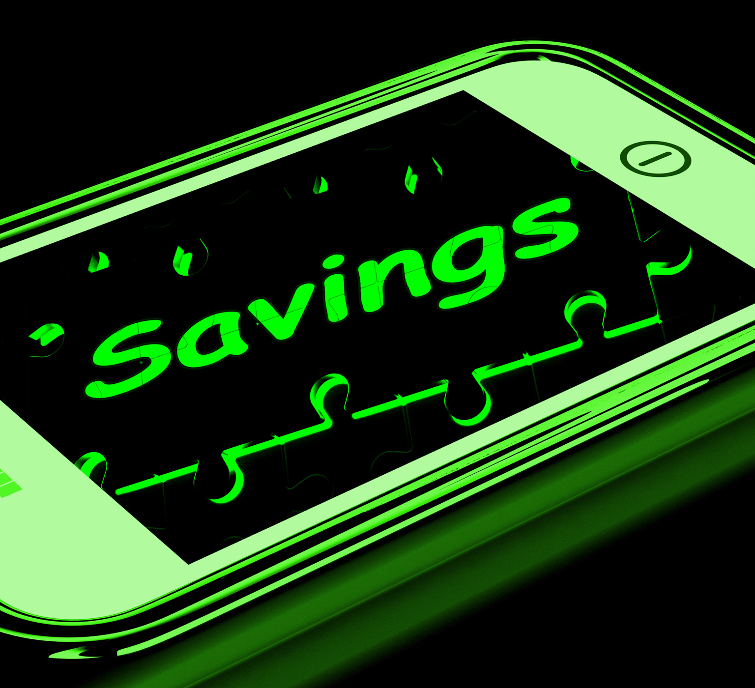 Savings on smartphone showing monetary growth photo