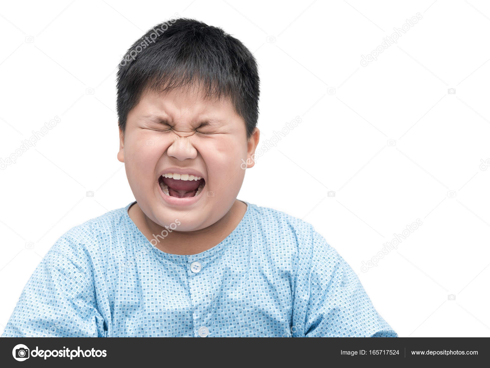 Portrait of a scared obese fat boy isolated — Stock Photo ...