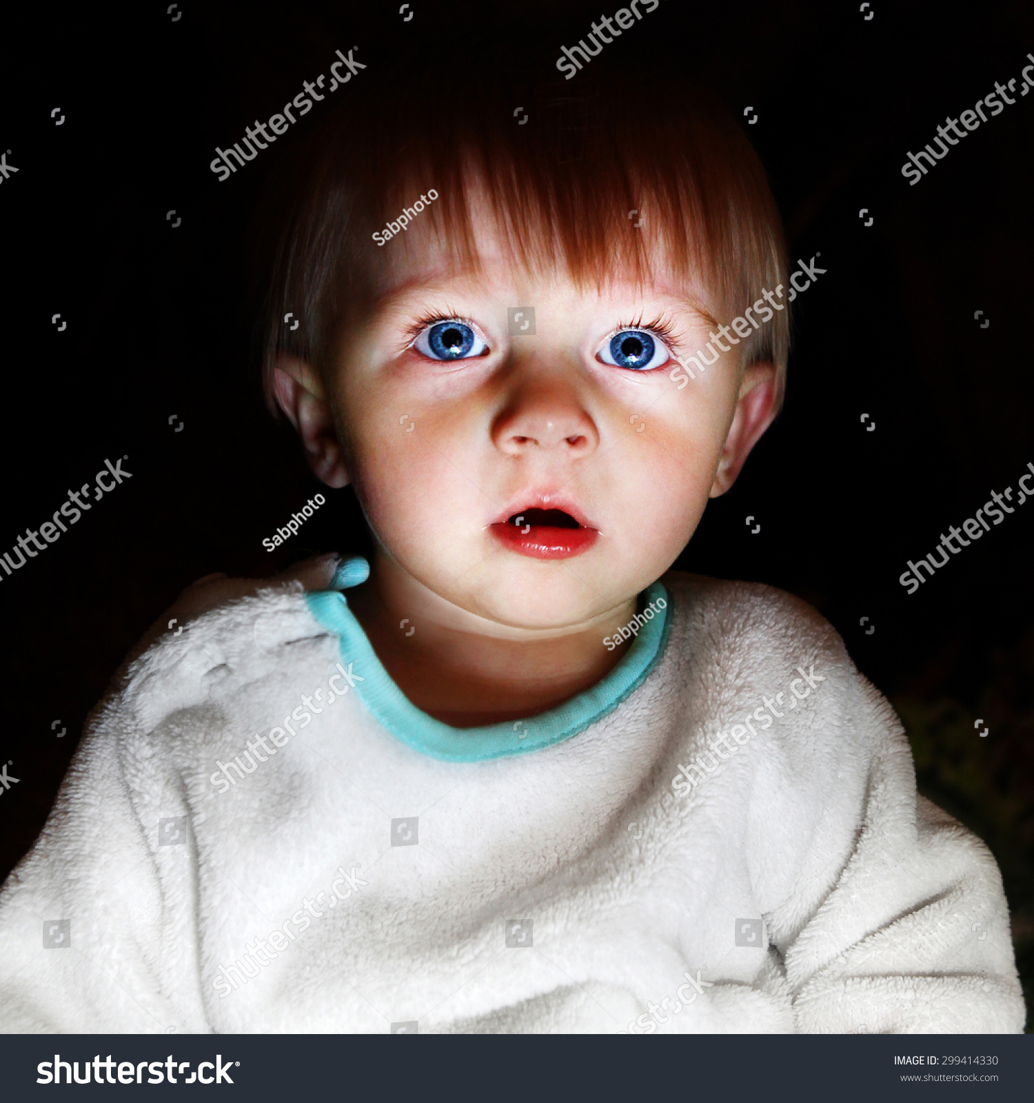 Scared Child Boy Portrait Dark Room Stock Photo (Edit Now)- Shutterstock