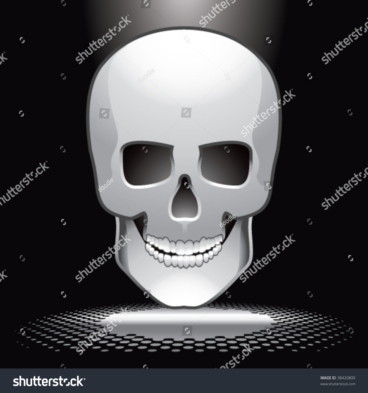 Scary Skull Under Spotlight Stock Vector 38420809 - Shutterstock