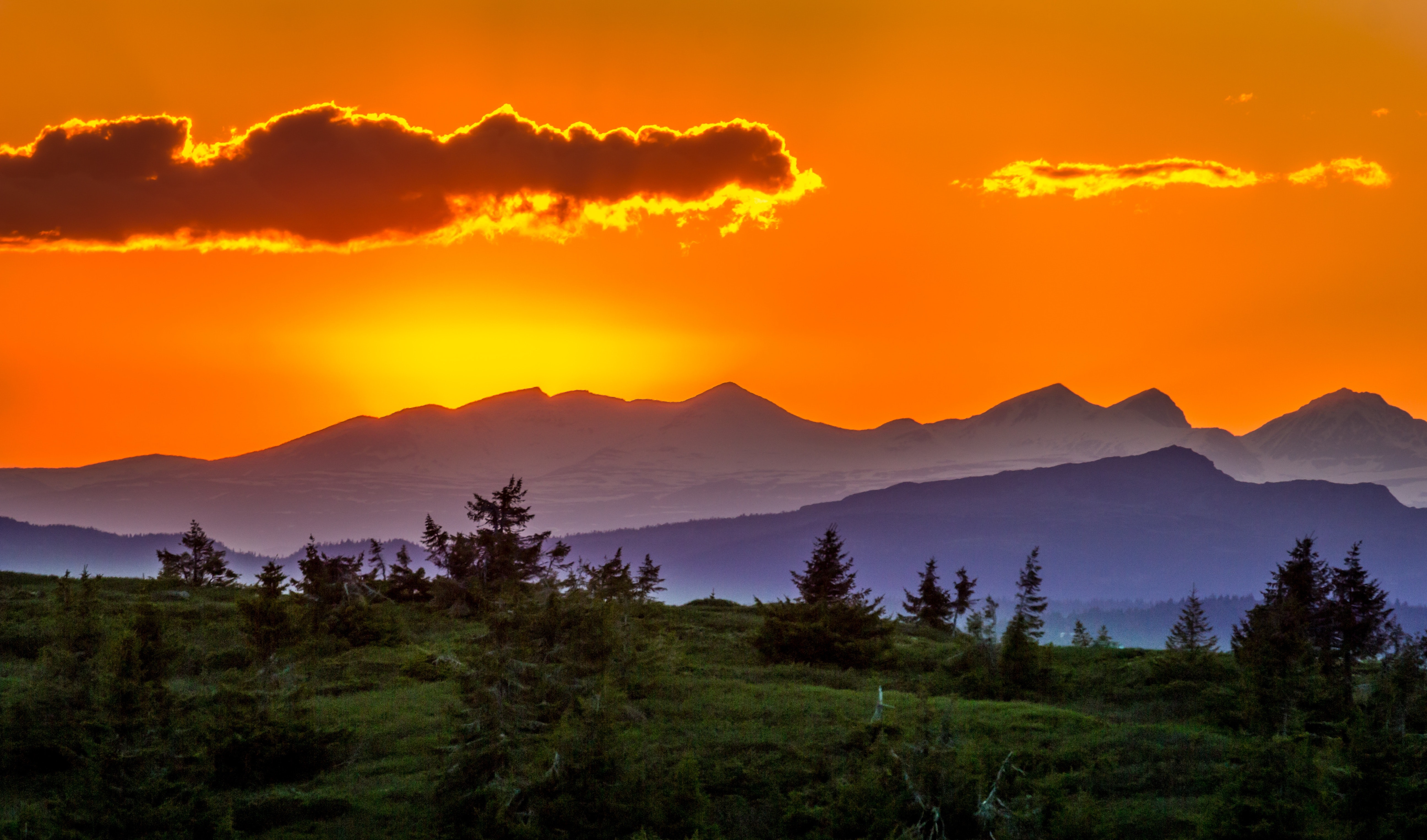 Free photo: Scenic View of Mountains Against Sky at Sunset - Light