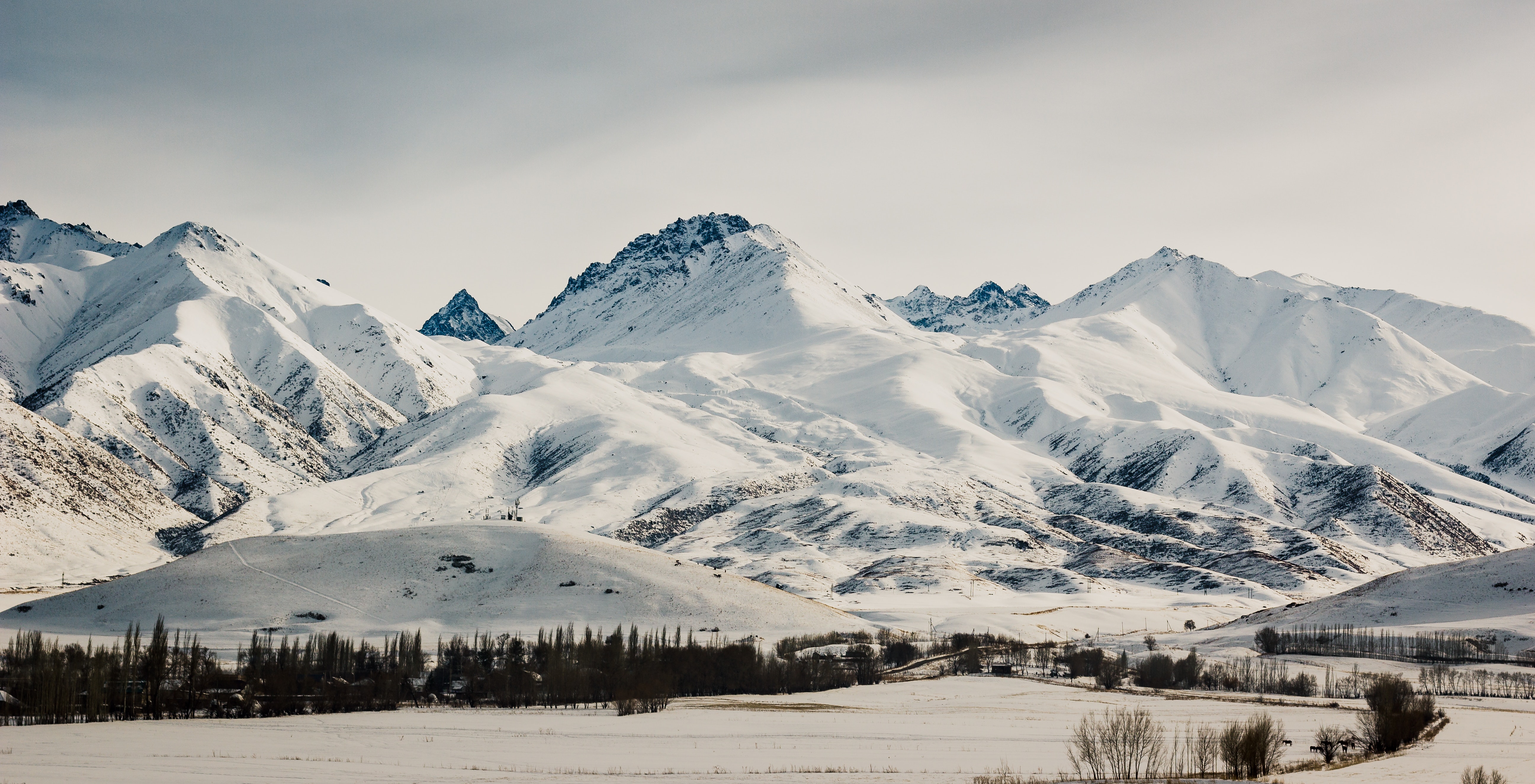 Scenic view of the mountains during winter photo