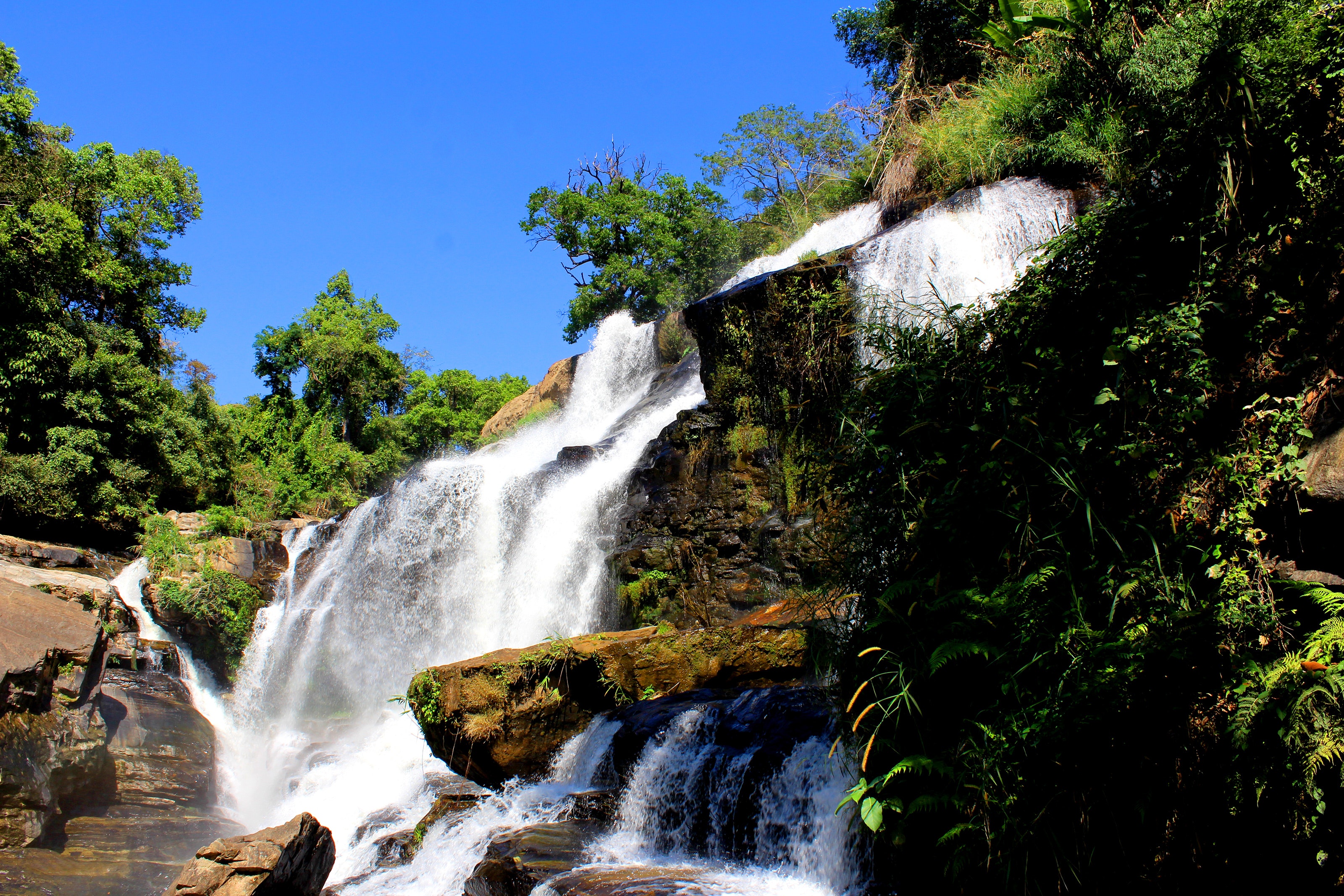 Scenic view of waterfalls photo