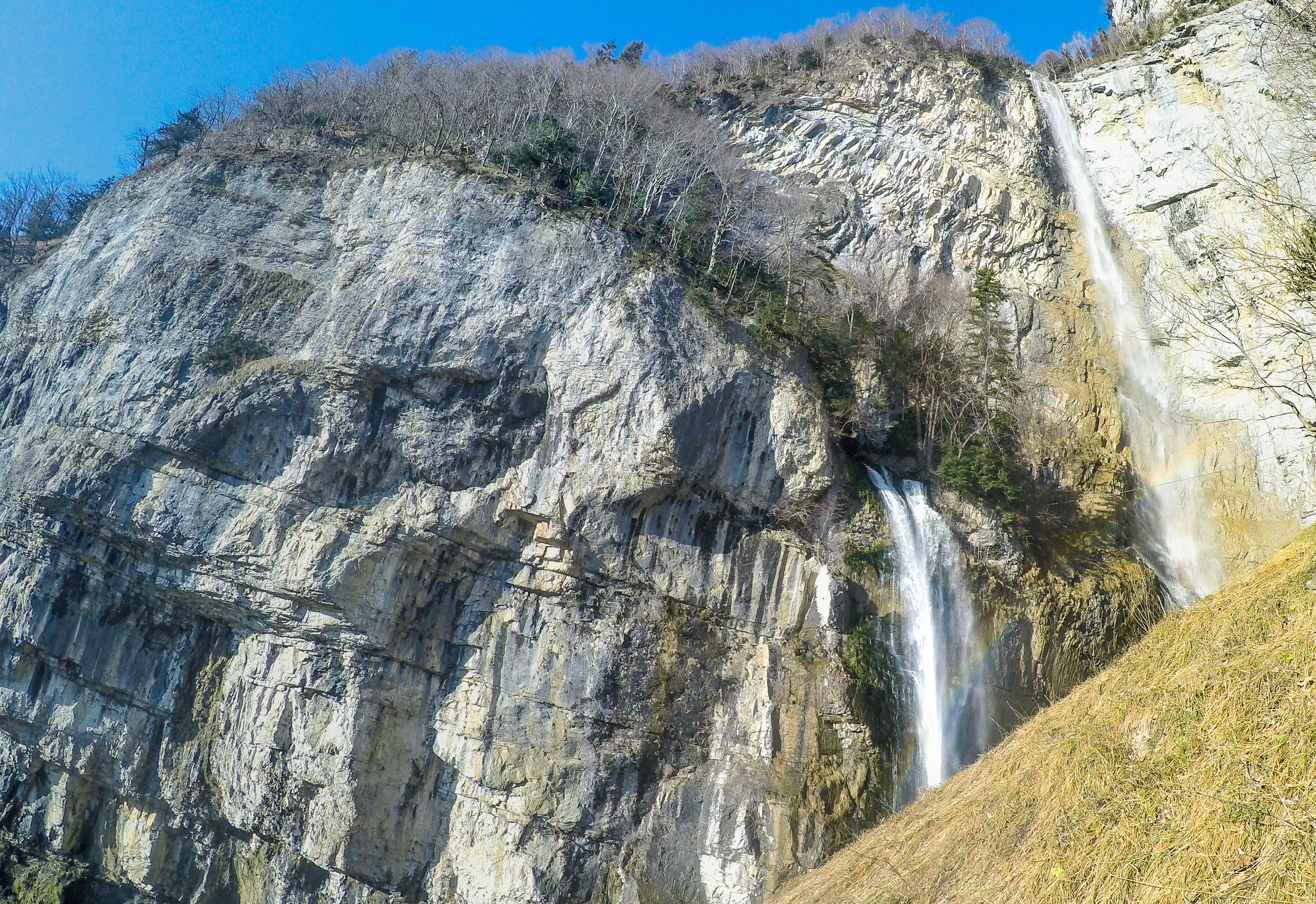 Scenic view of waterfalls photo