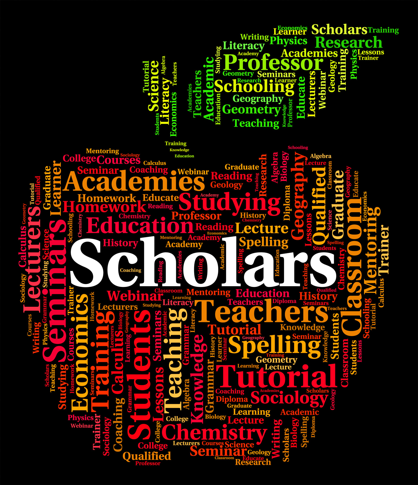 Scholars word shows learned person and academic photo