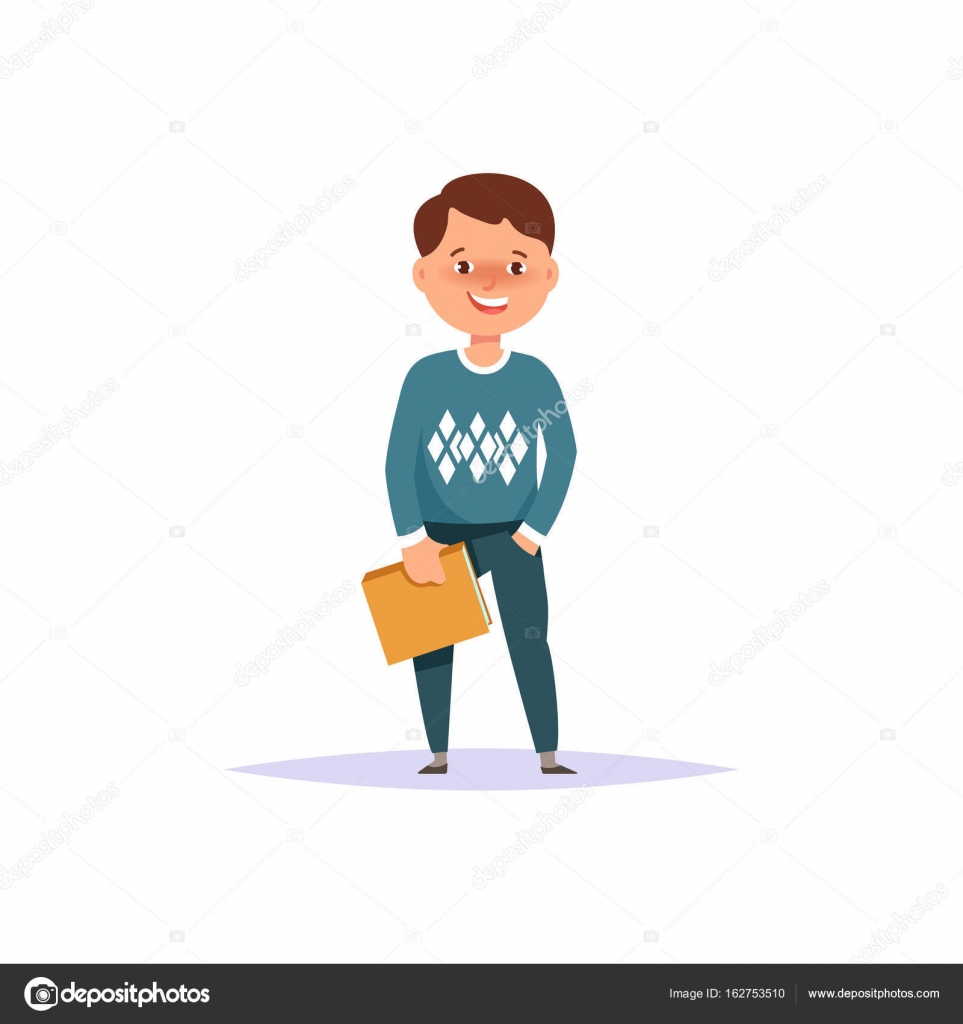 Elementary school boy with textbook and backpack — Stock Vector ...
