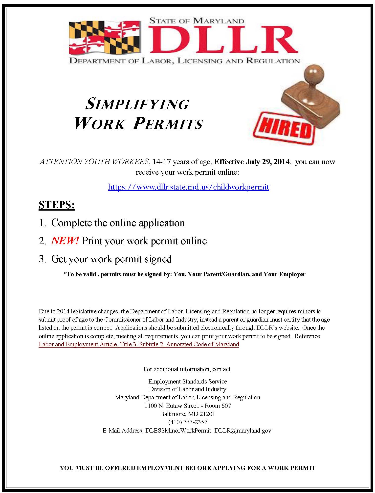 Work Permits – South River High School