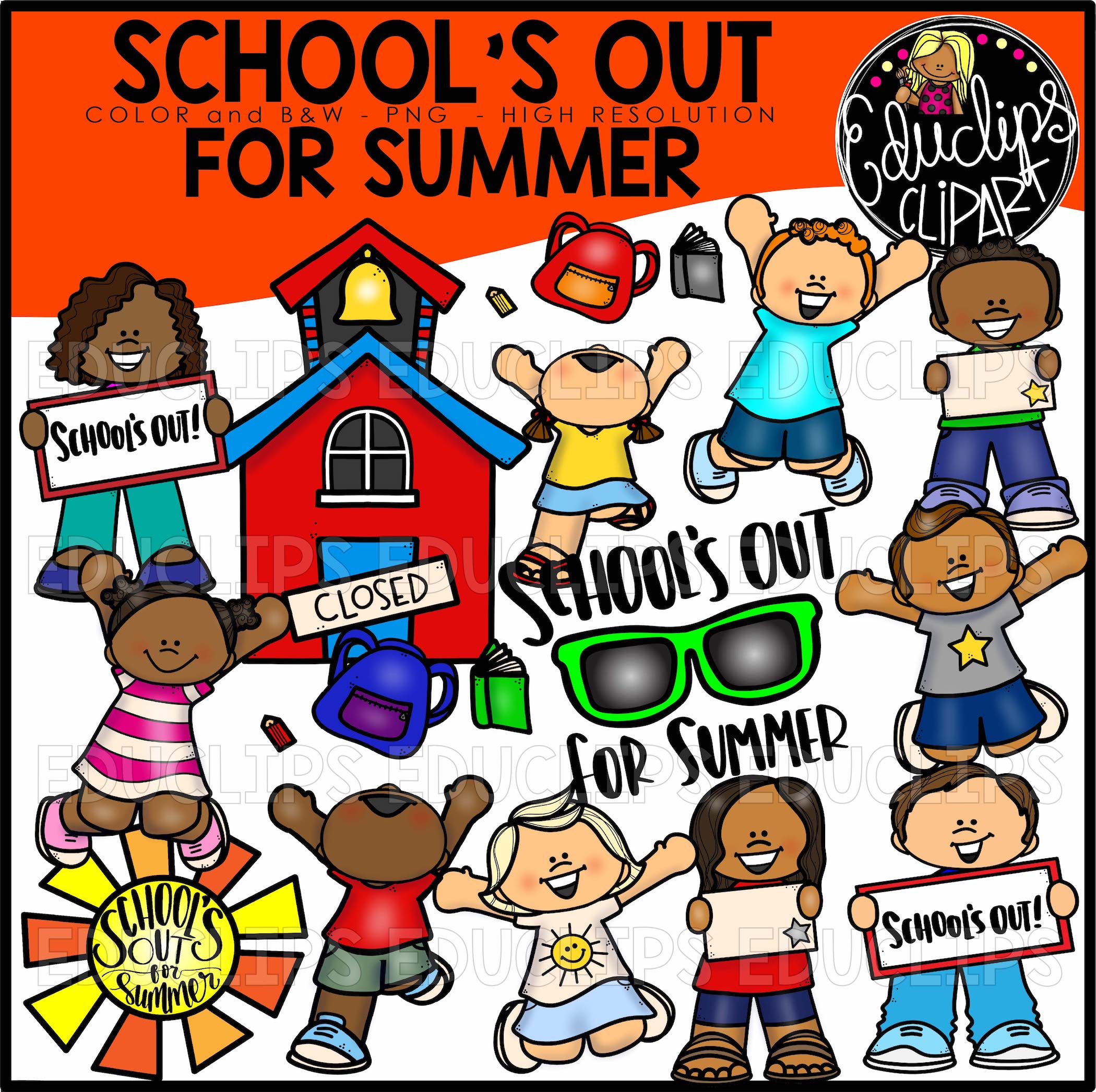 School's Out For Summer Clip Art Bundle (Color and B&W) - Welcome to ...