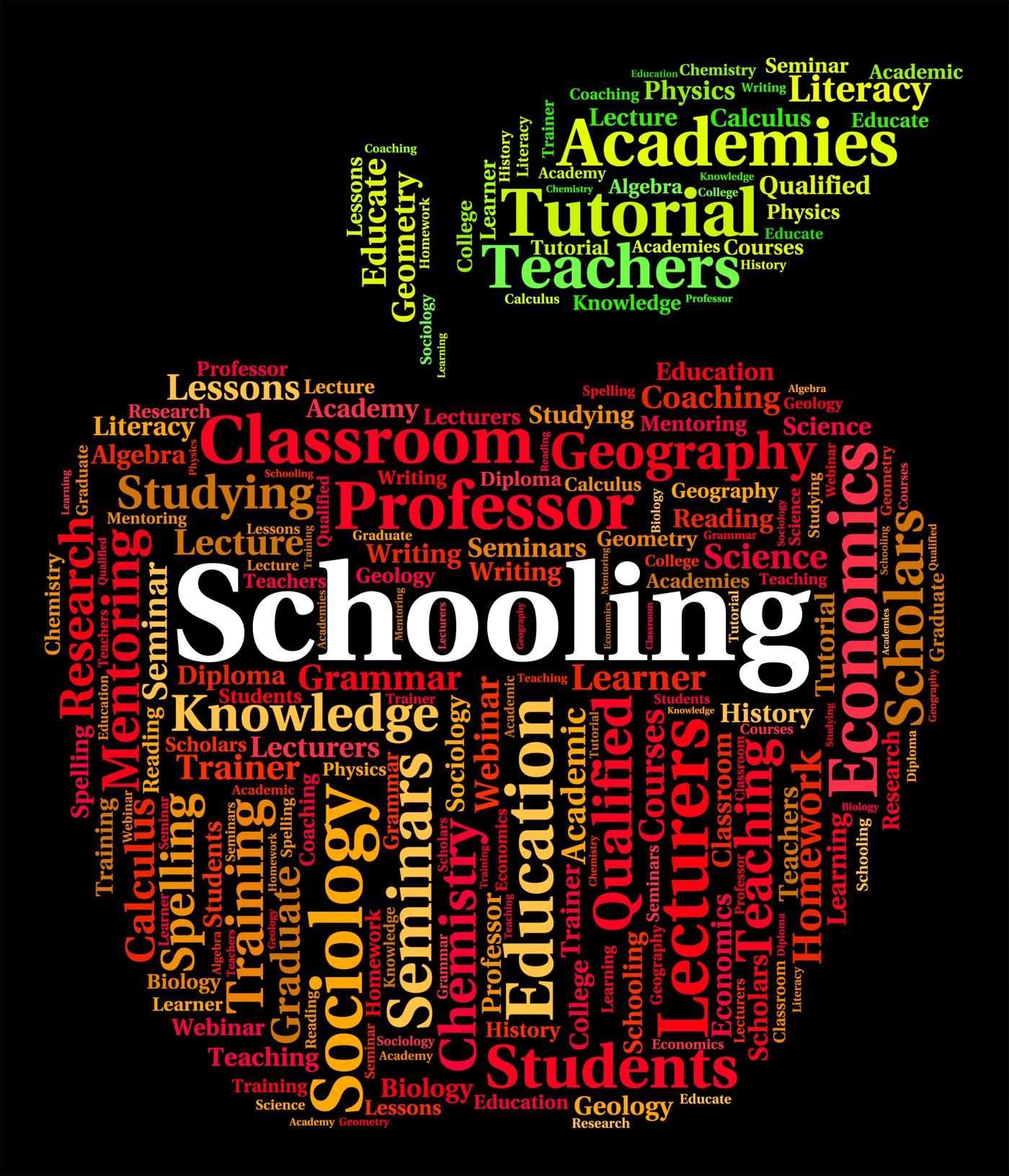 Schooling word shows study schools and education photo
