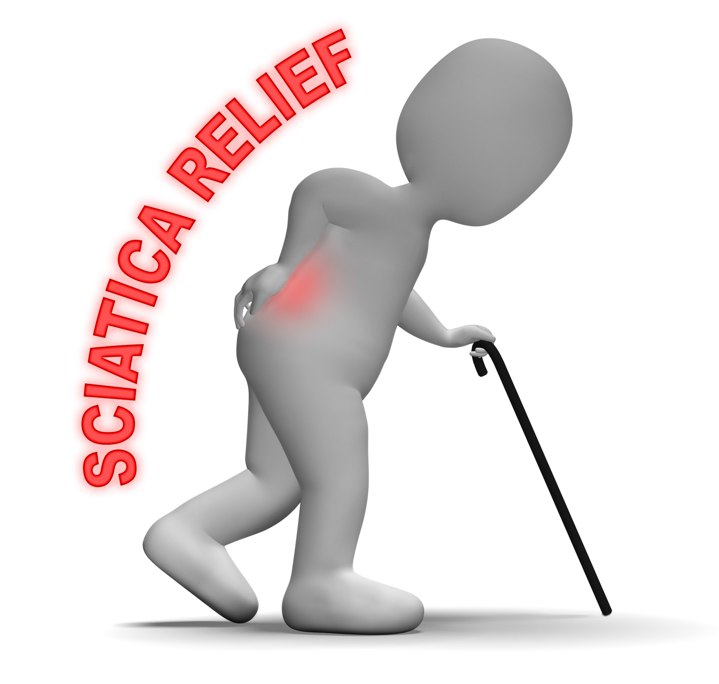 Sciatica Relief Means Spinal Pain Easing 3d Rendering, Lumbar, Sciatic, Relief, Reduction, HQ Photo
