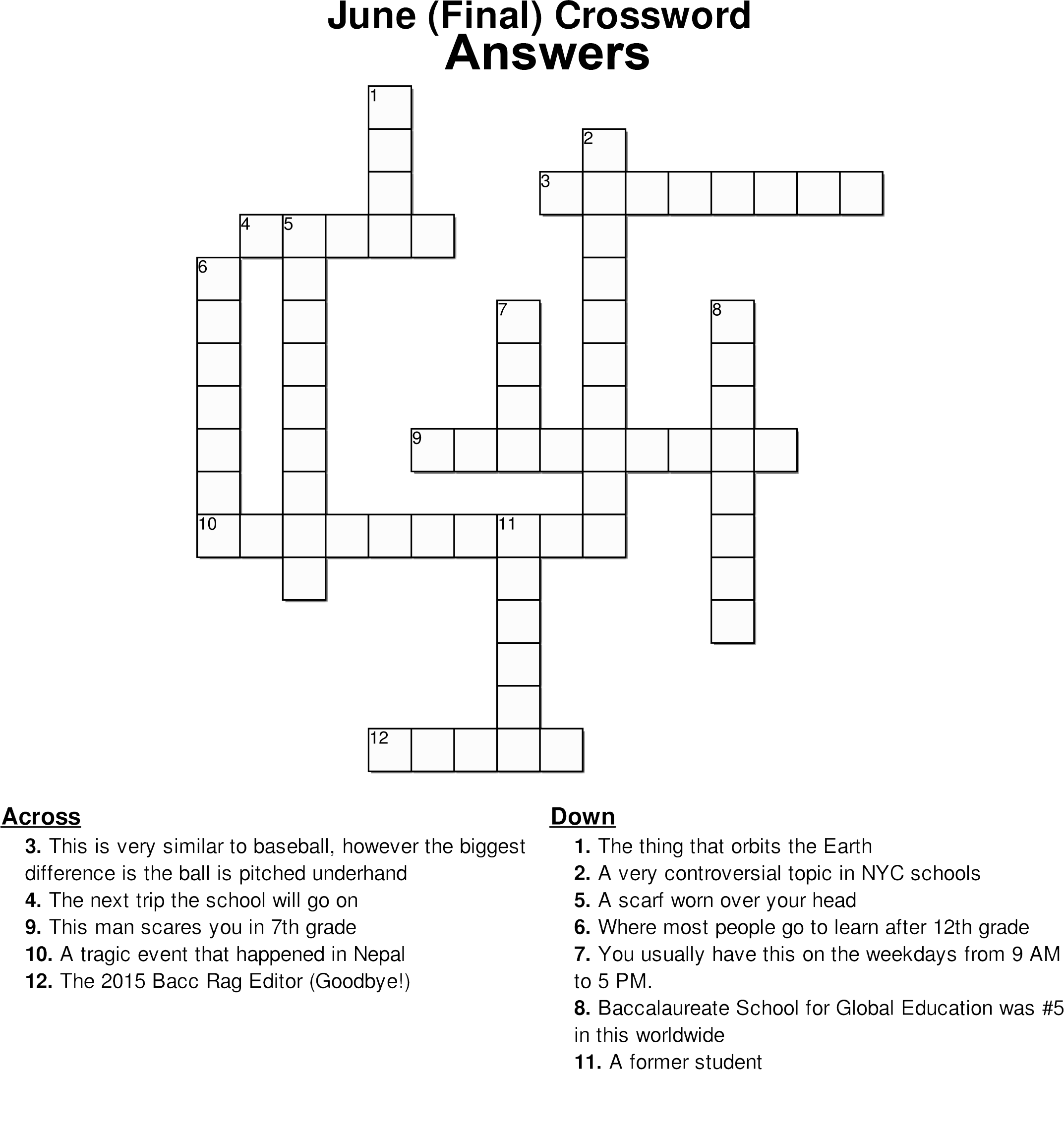Crossword Puzzle In Science Crossword Puzzle Gallery | Jymba ...