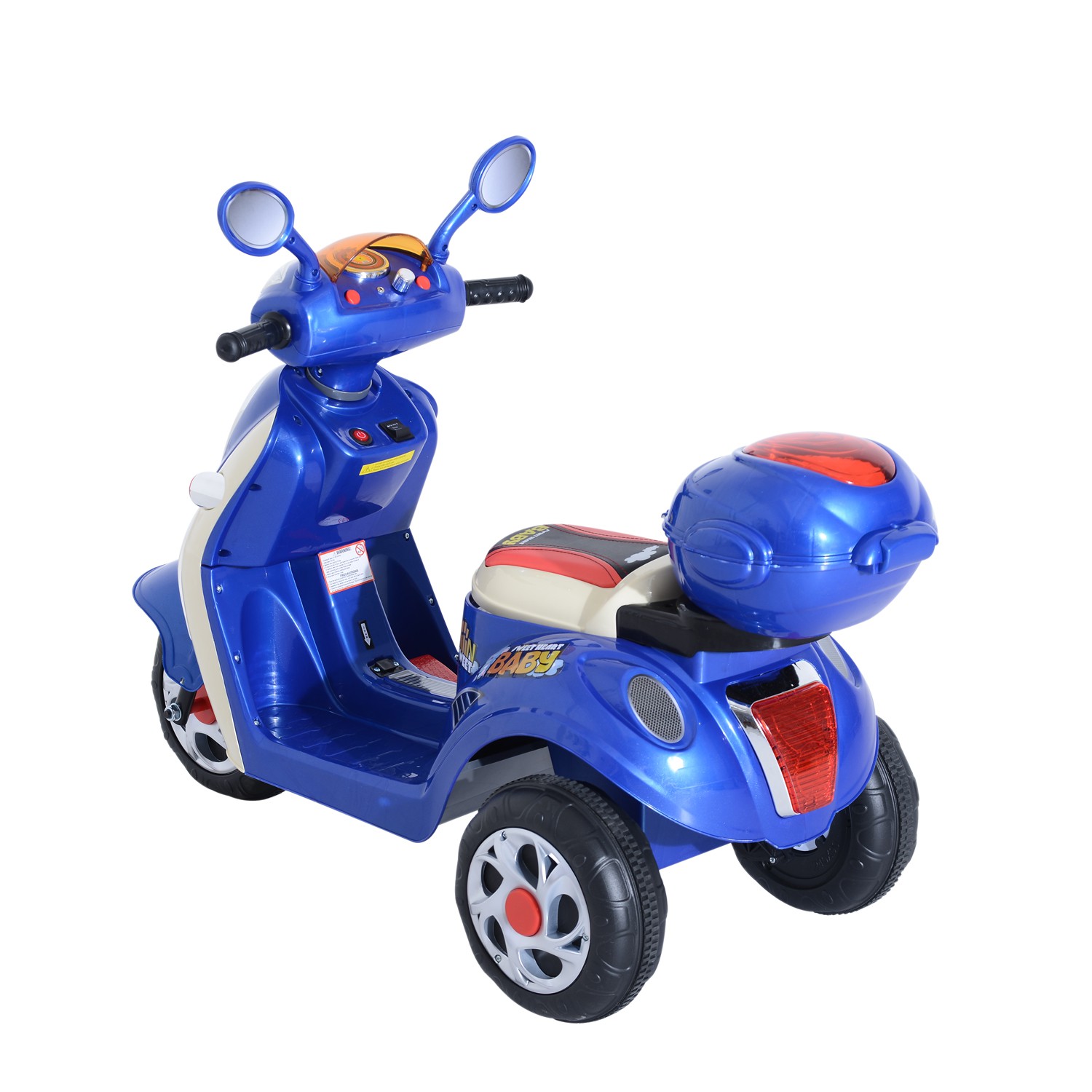 Aosom 6V Kids Ride On Electric Moped Scooter - Blue - Powered Riding ...
