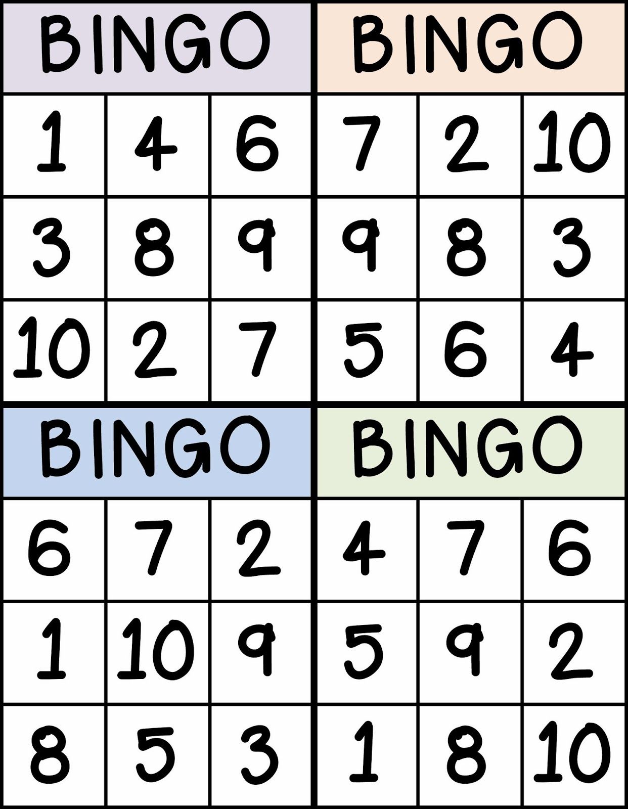 Bingo for Numbers 1-10. Great for preschool number identification ...