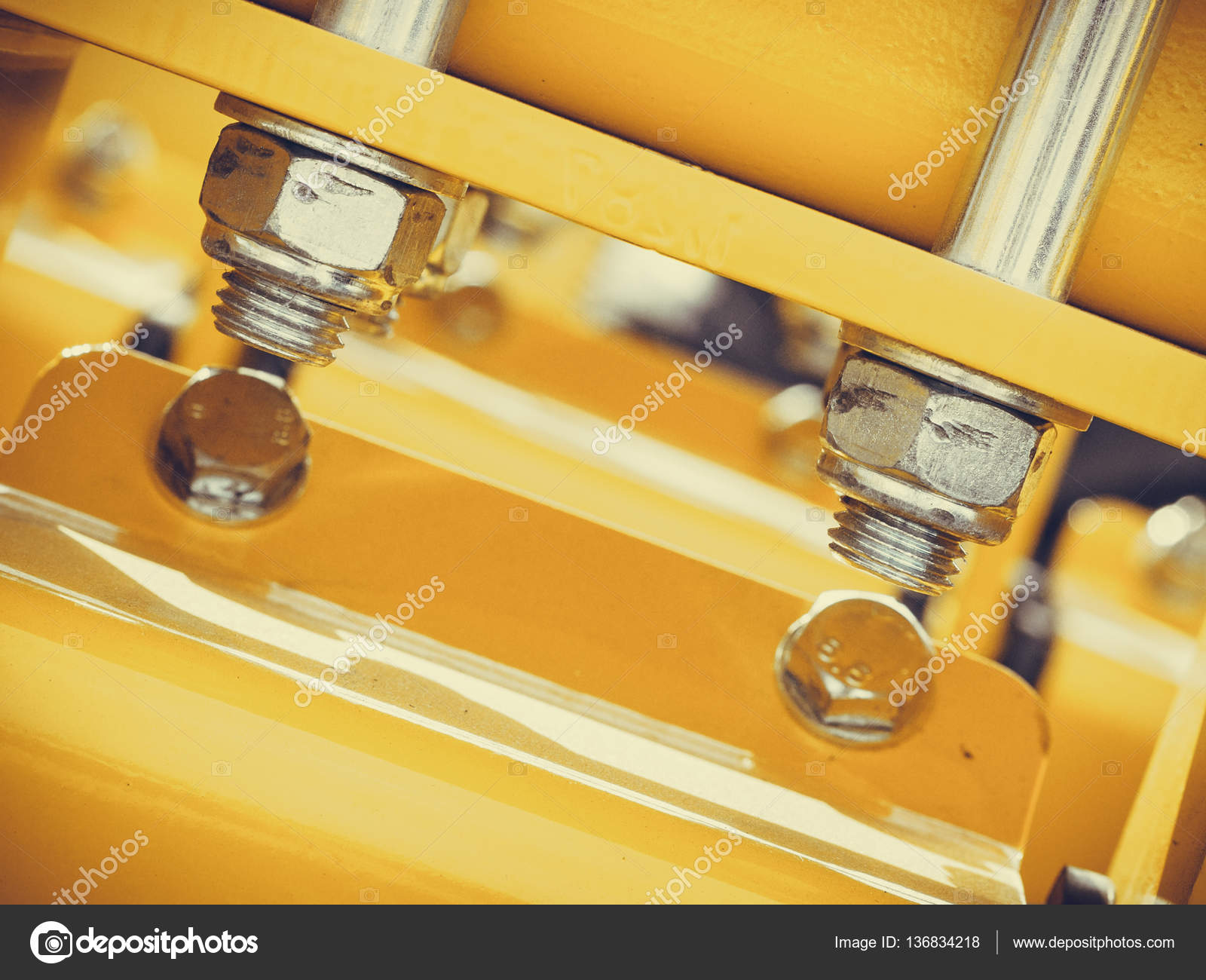 Detailed closeup of screw on indrustrial machinery — Stock Photo ...