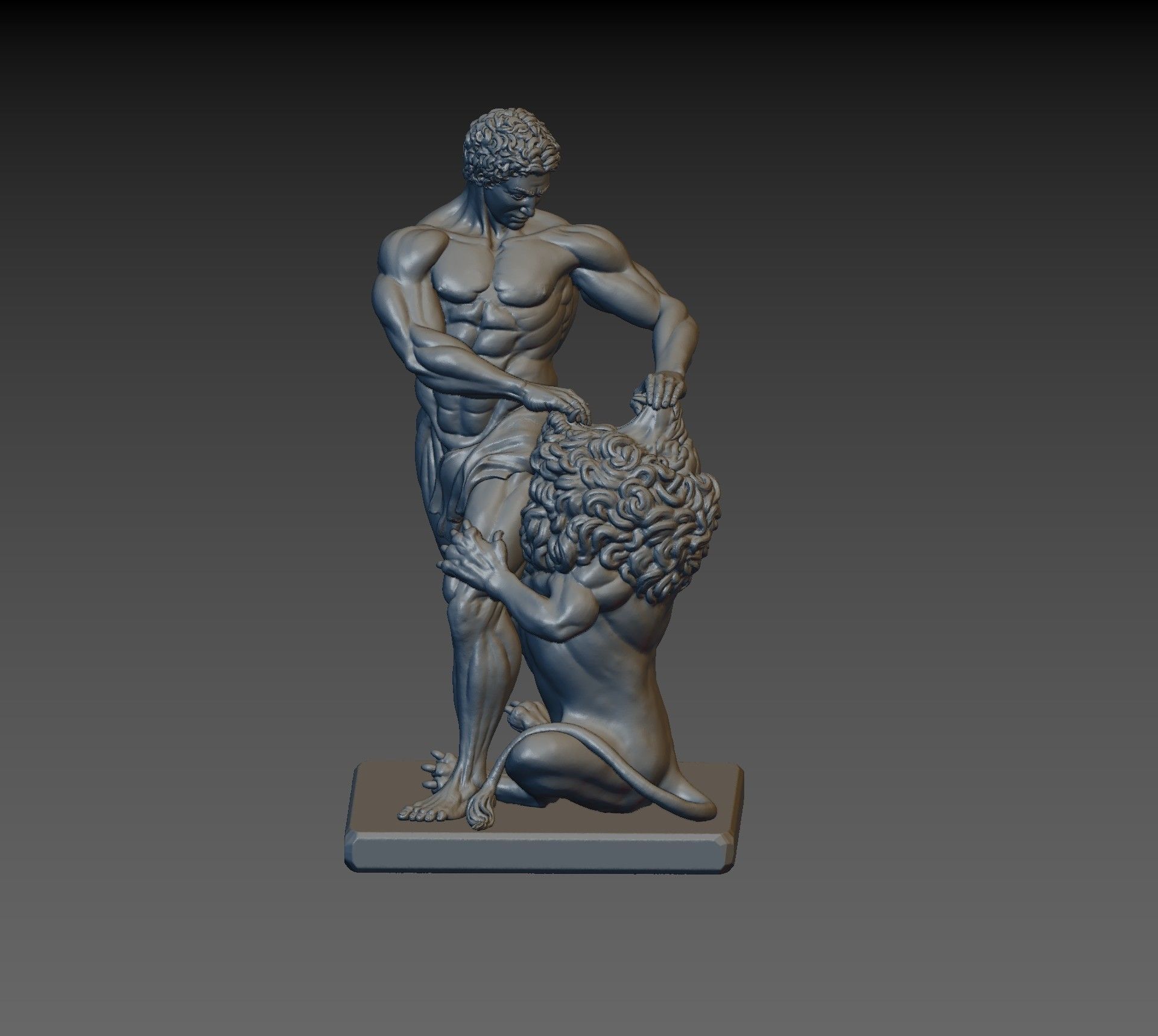 Samson and Lion Sculpture 3D print model heracles