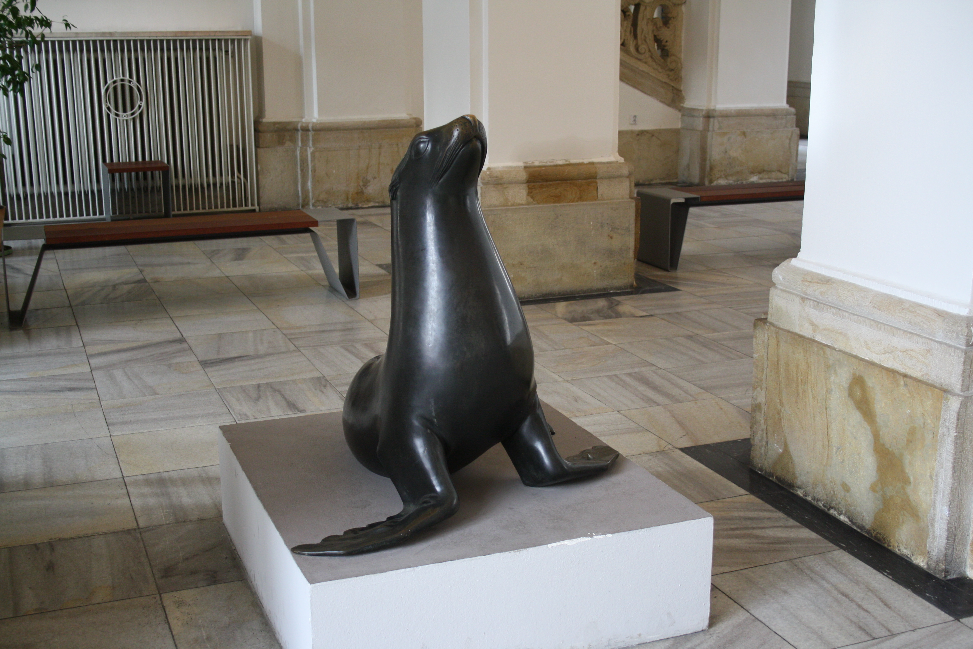 File:Statues of sea lion in Moravian gallery in Brno at summer 2009 ...