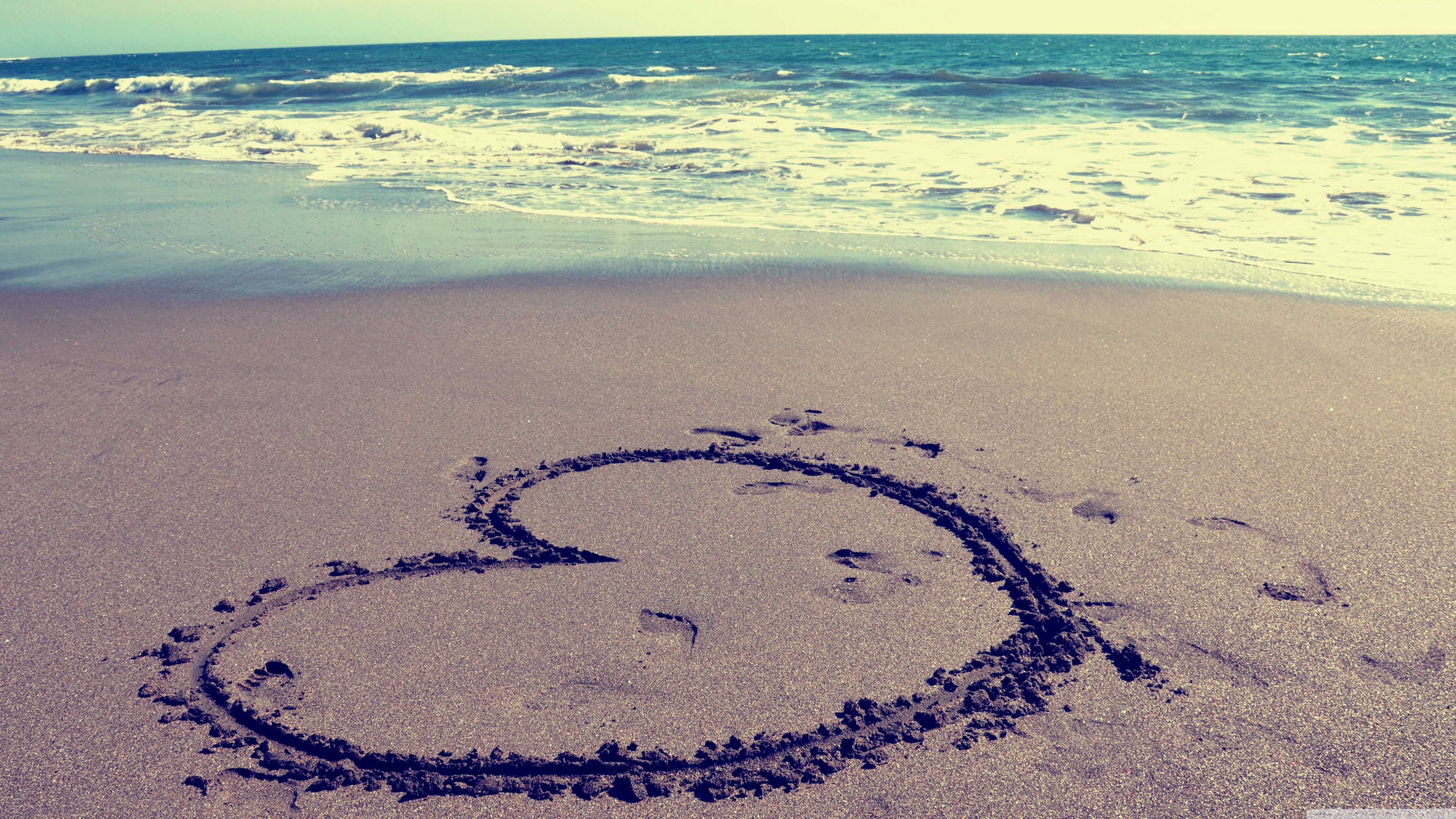 Wallpaper Valentine's Day, February 14, heart, sand, sea, love ...