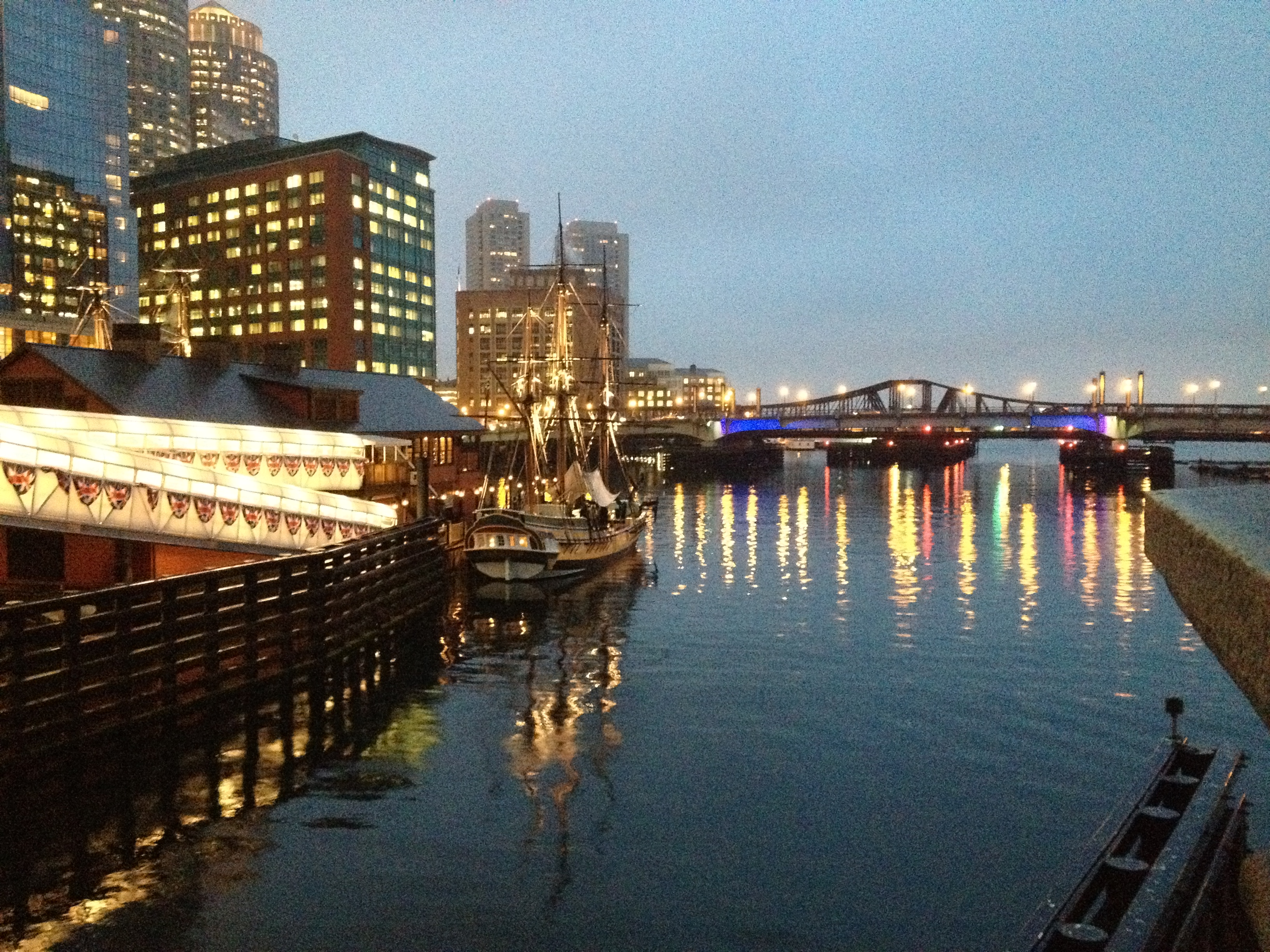 Dreary November Night in Boston's Seaport District - Boston Harbor ...