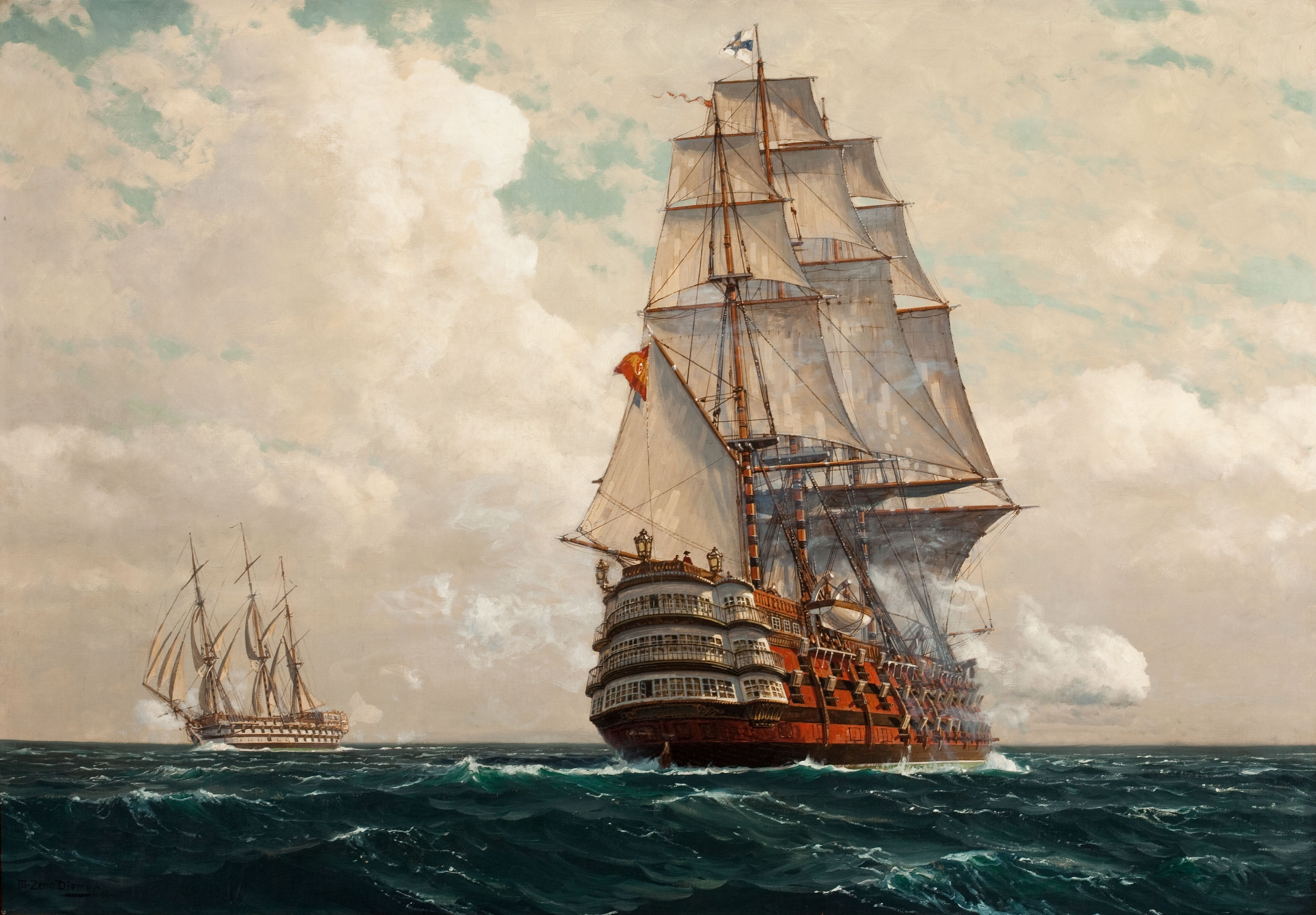 File:Michael Zeno Diemer - Ship at Sea.jpg - Wikimedia Commons