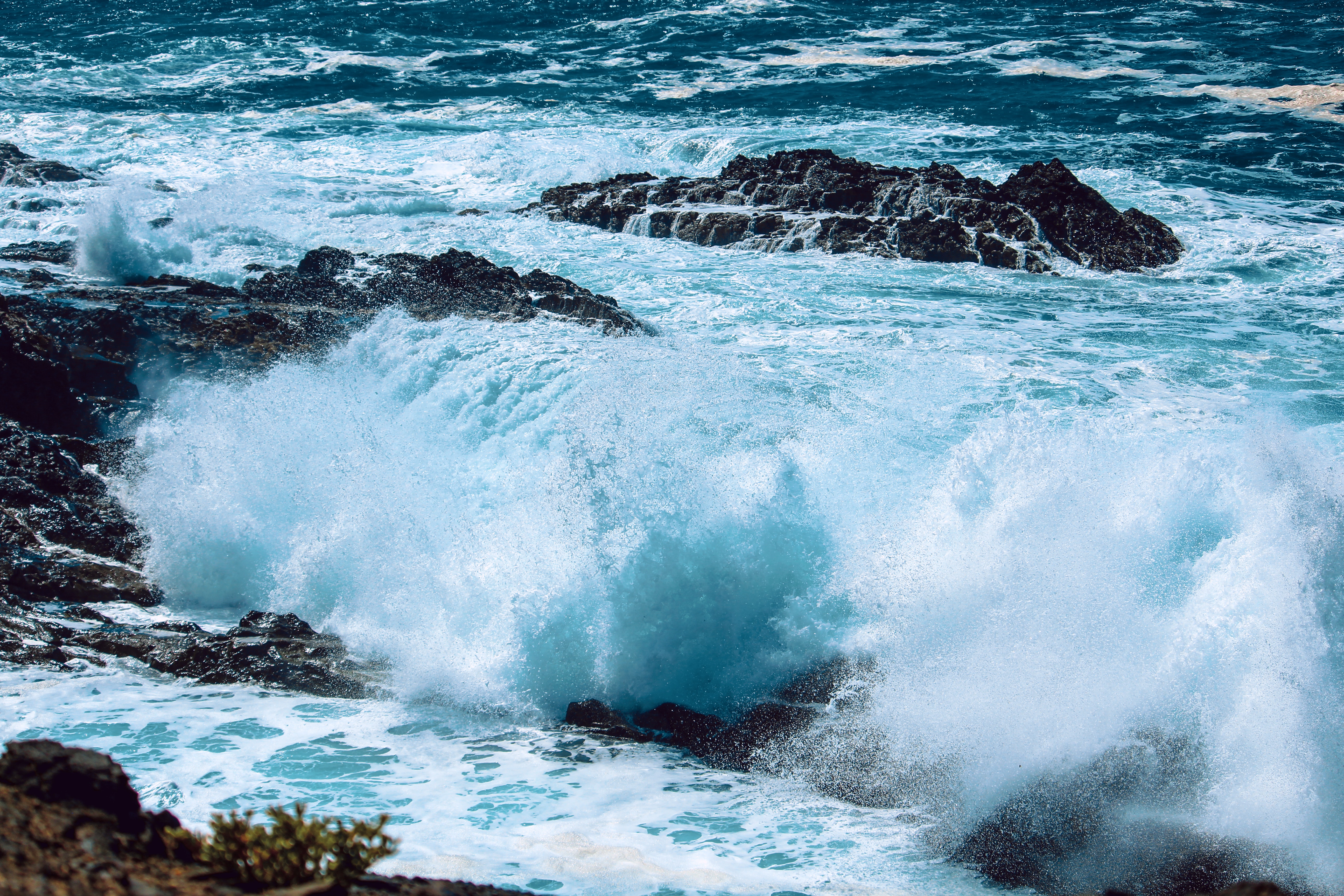 Sea waves with rocks photo