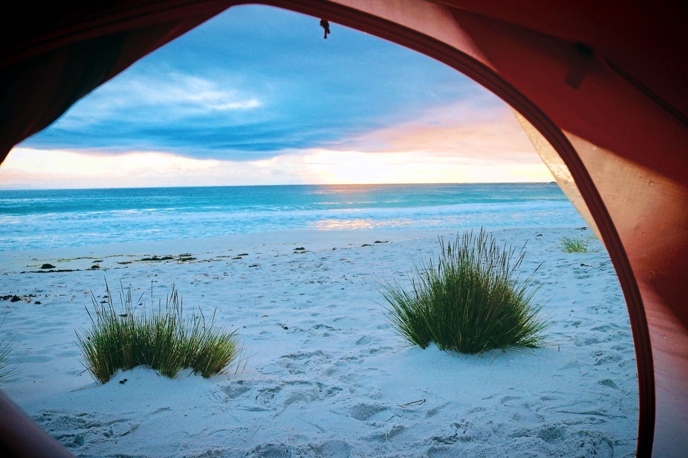 Free picture: beach, tent, sad, sea, seascape, seashore
