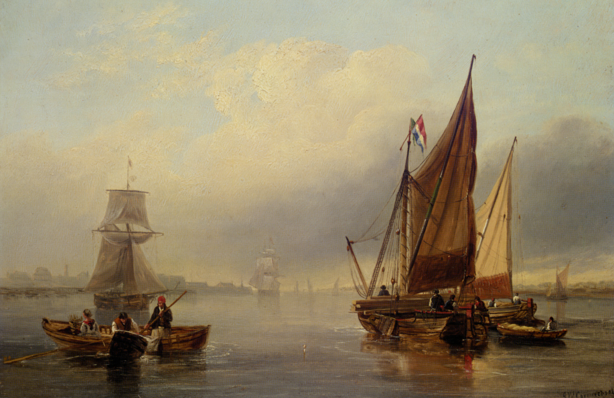 French fishing vessels heading out to sea :: James Wilson Carmichael ...