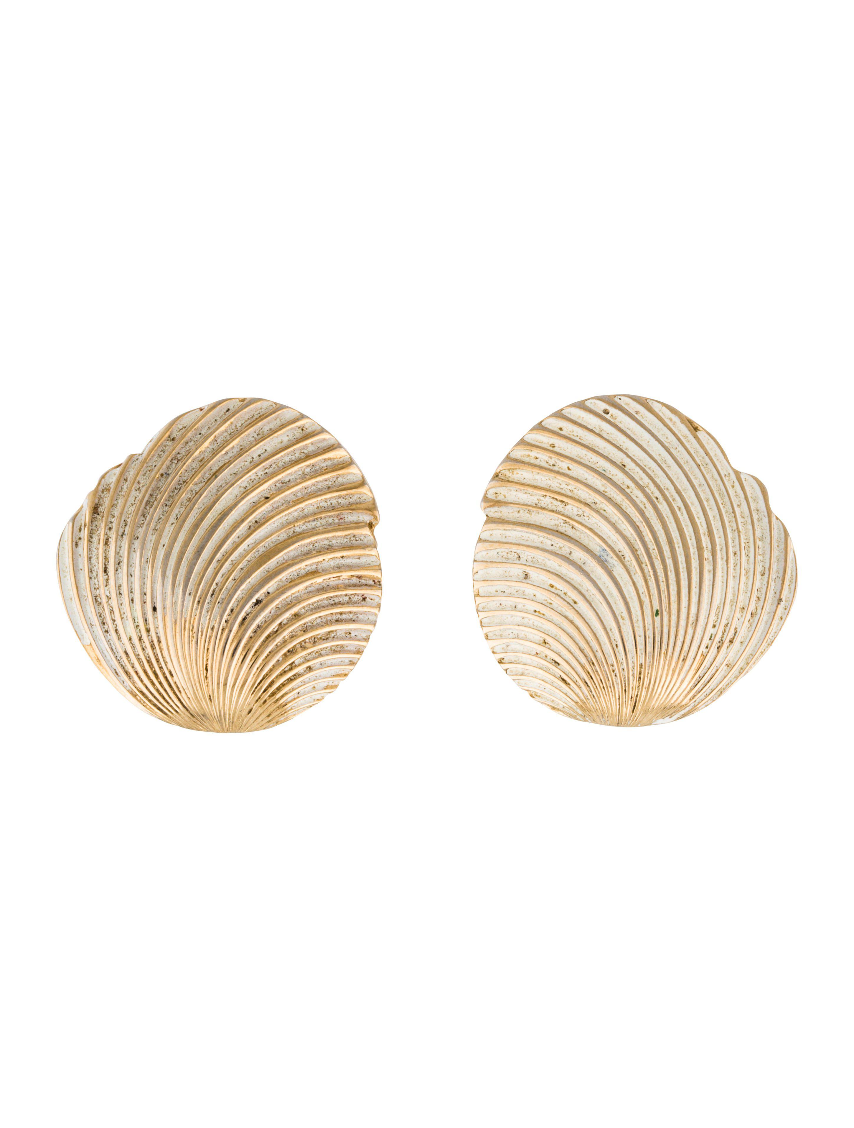 Lyst - Dior Enamel Seashell Clip-on Earrings Gold in Metallic