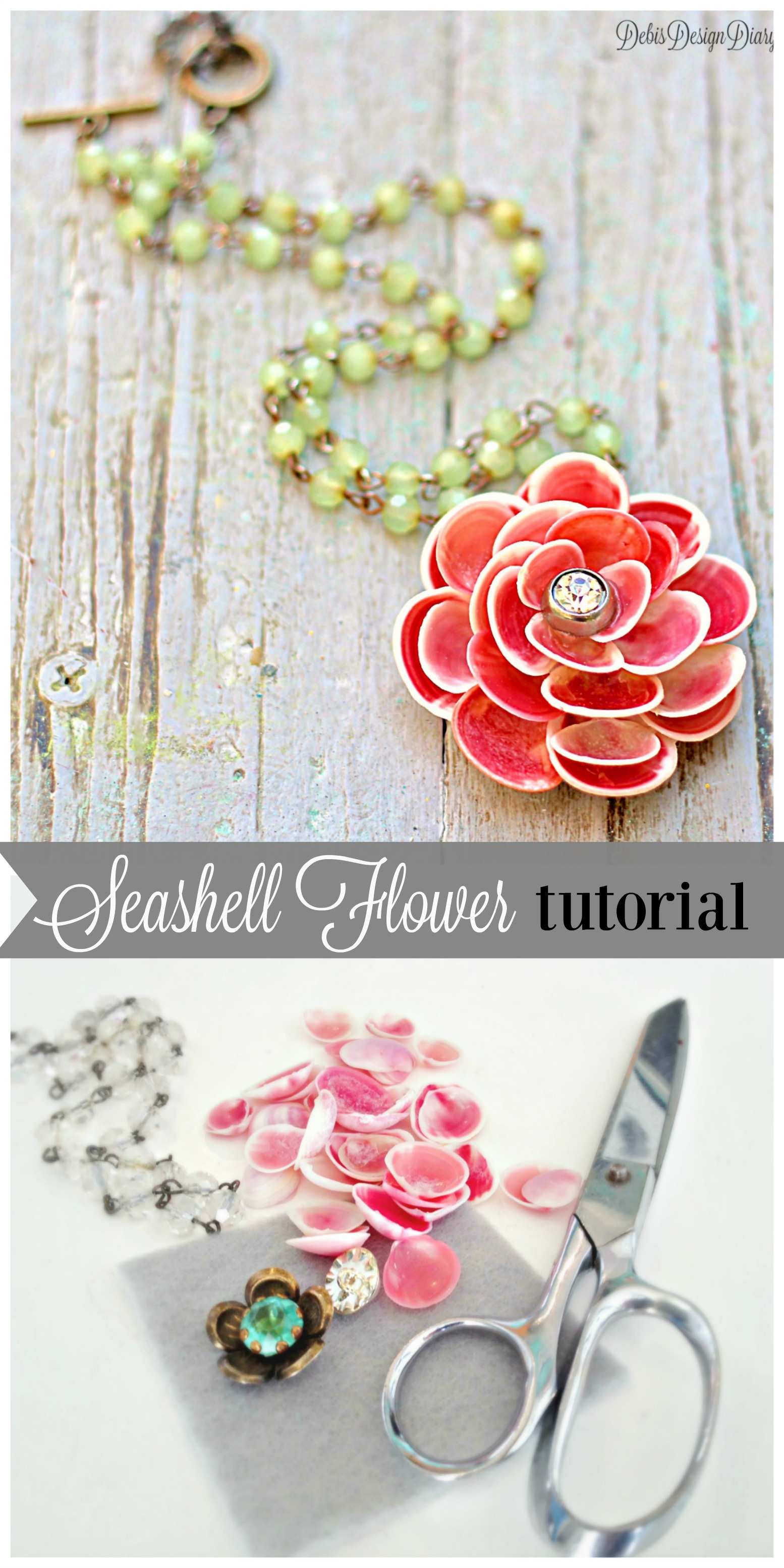 how to seashell jewelry- seashell flower | Debis Design Diary