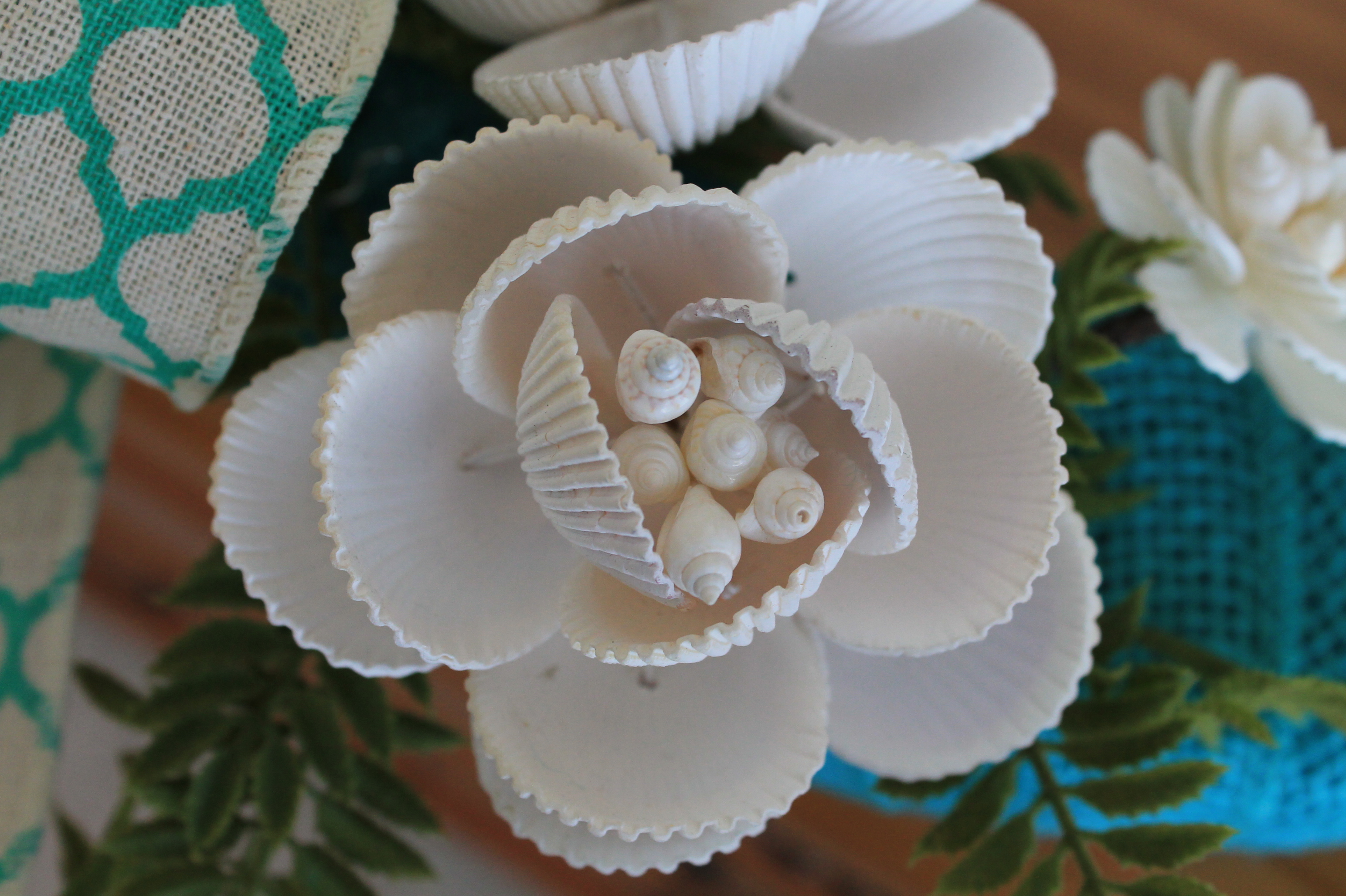 DIY Burlap White Blossom Tiny Seashell Wreath - The Wreath Depot