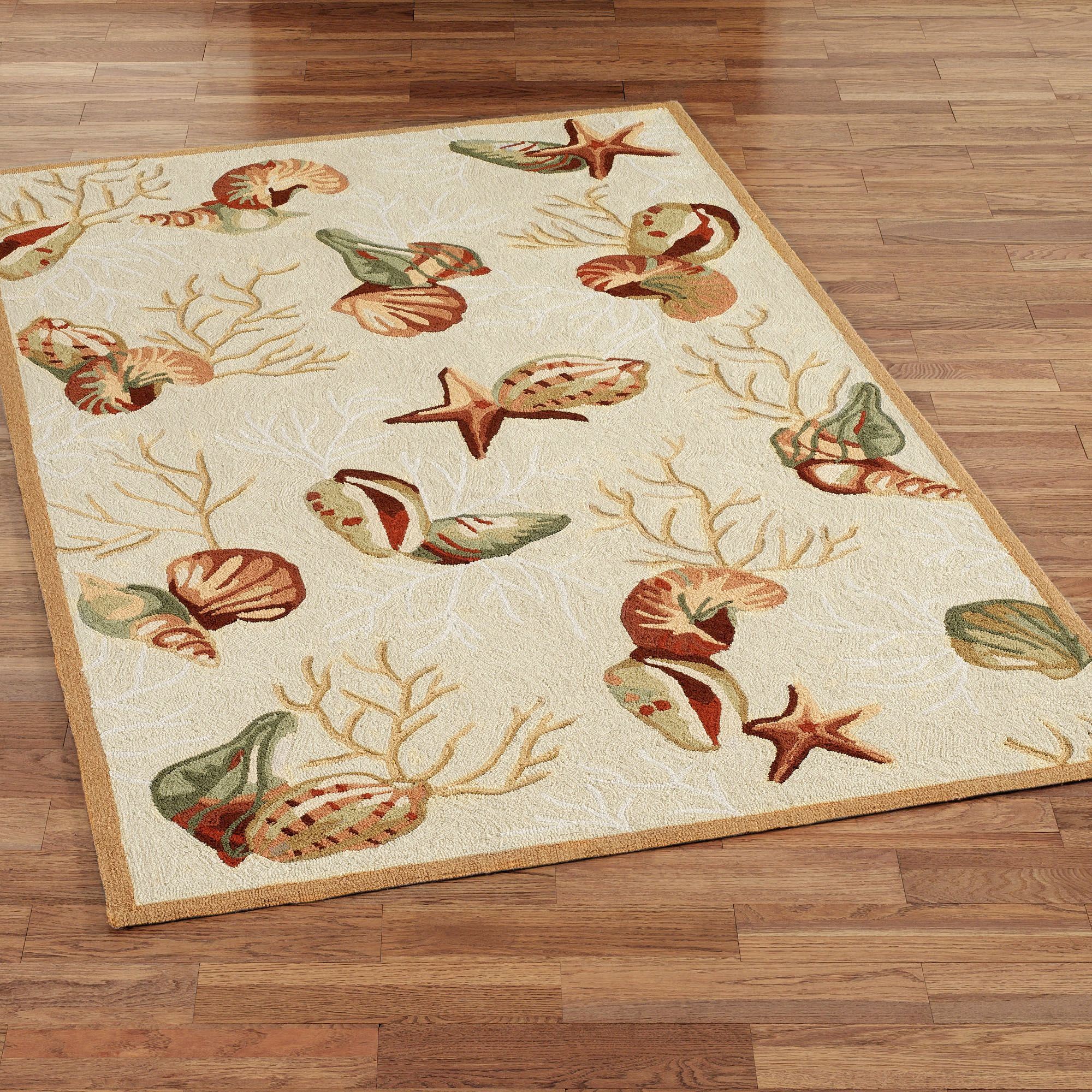 Coral Life Hooked Seashell Area Rugs