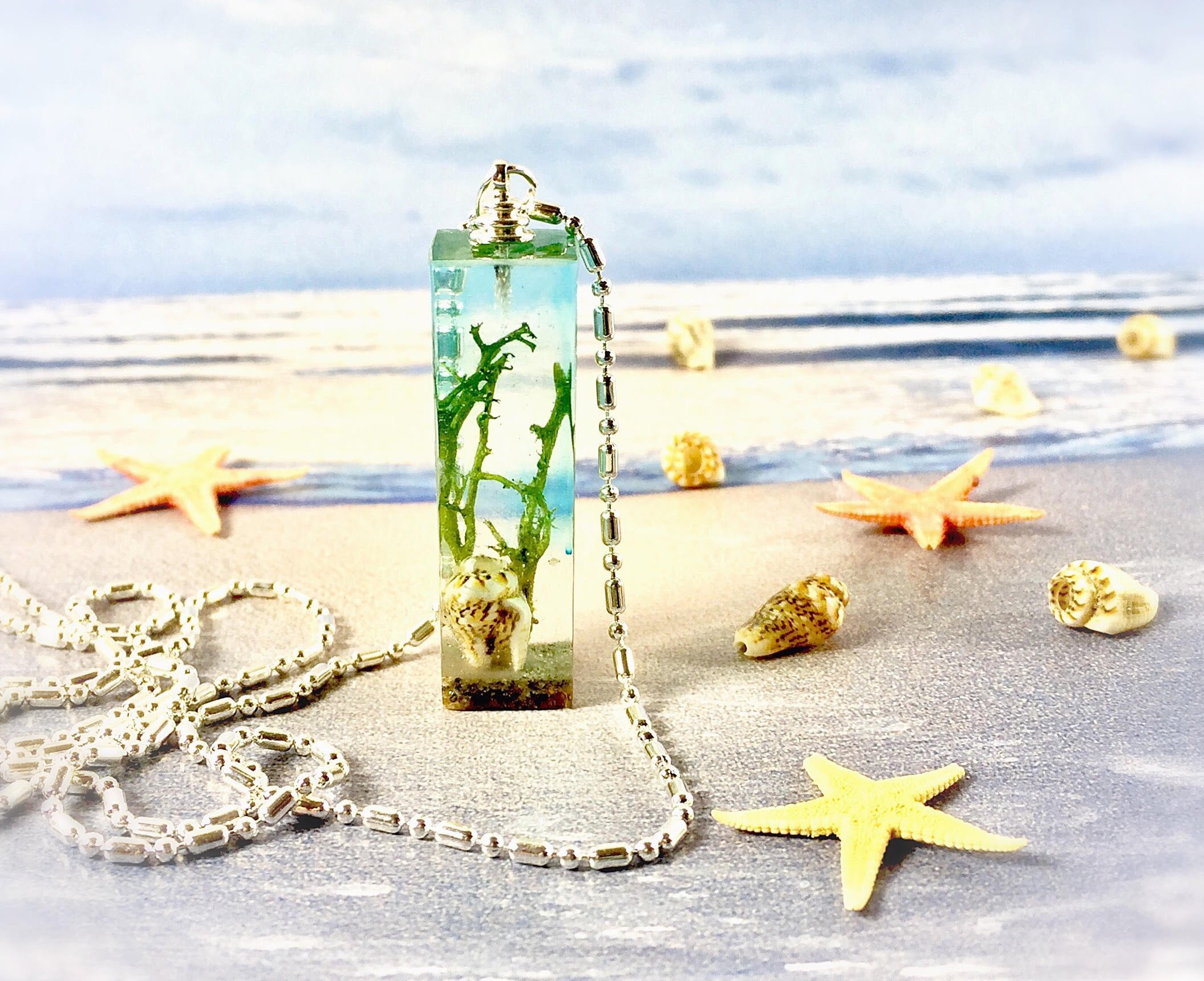 Deep in the Ocean Pendant with Infused Ash, Seaweed and Seashell by ...