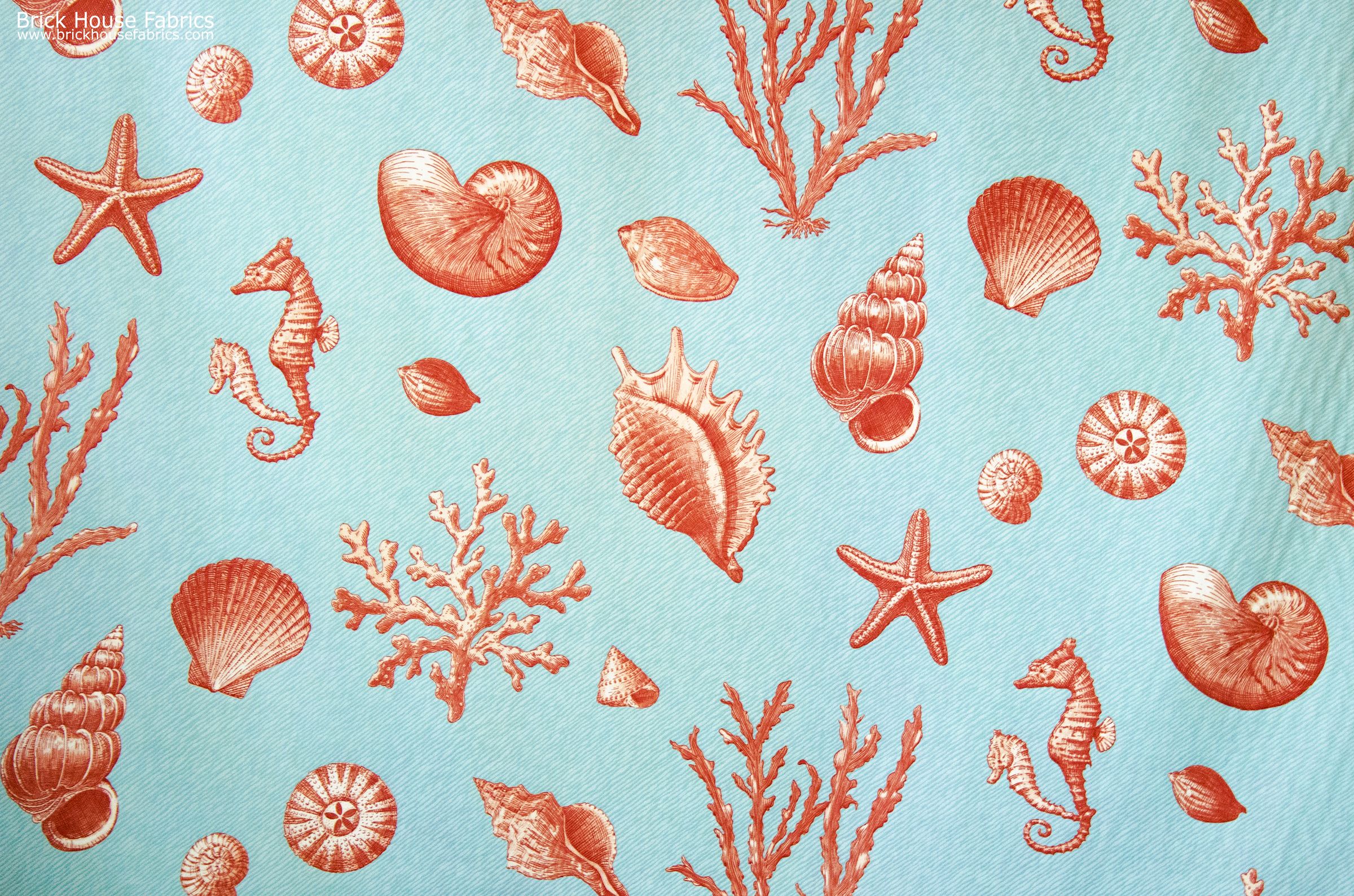 An orange seashell seahorse fabric. For those who love Breton red ...