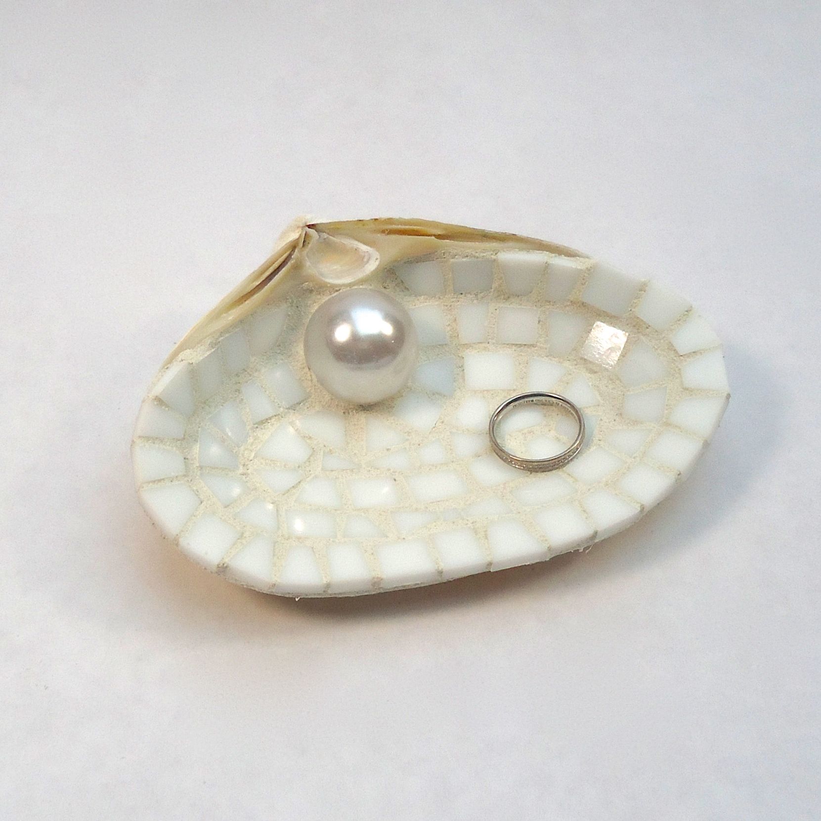 Buy a Hand Crafted Extra Large White Seashell Wedding Ring Dish With ...