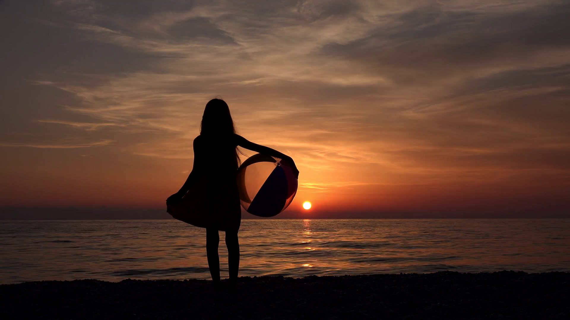 Seashore sunset walk silhouette model girl 4k Stock Video Footage ...