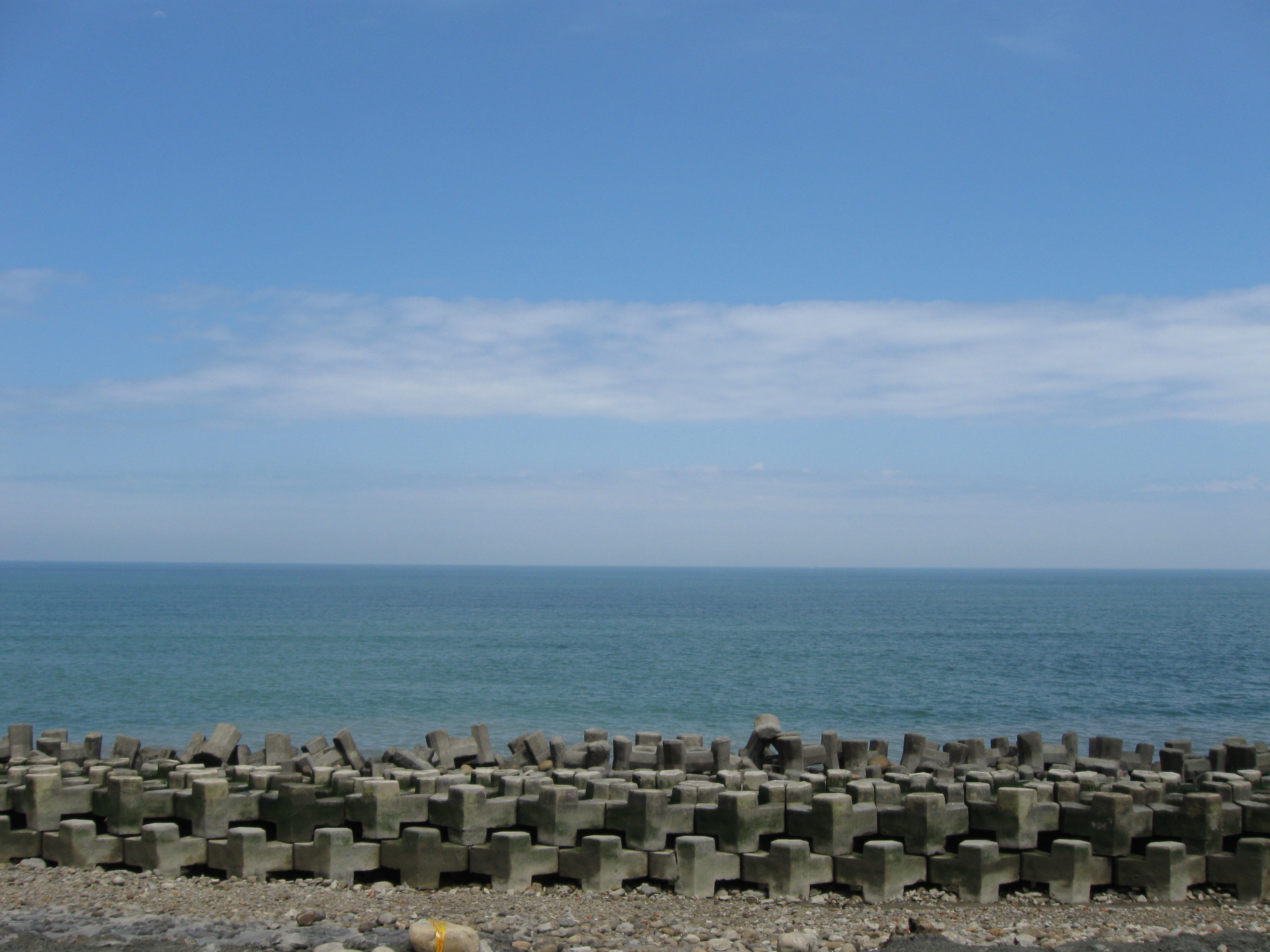 Seaside Rocks, Beach, Blue, Clouds, Corrosion, HQ Photo