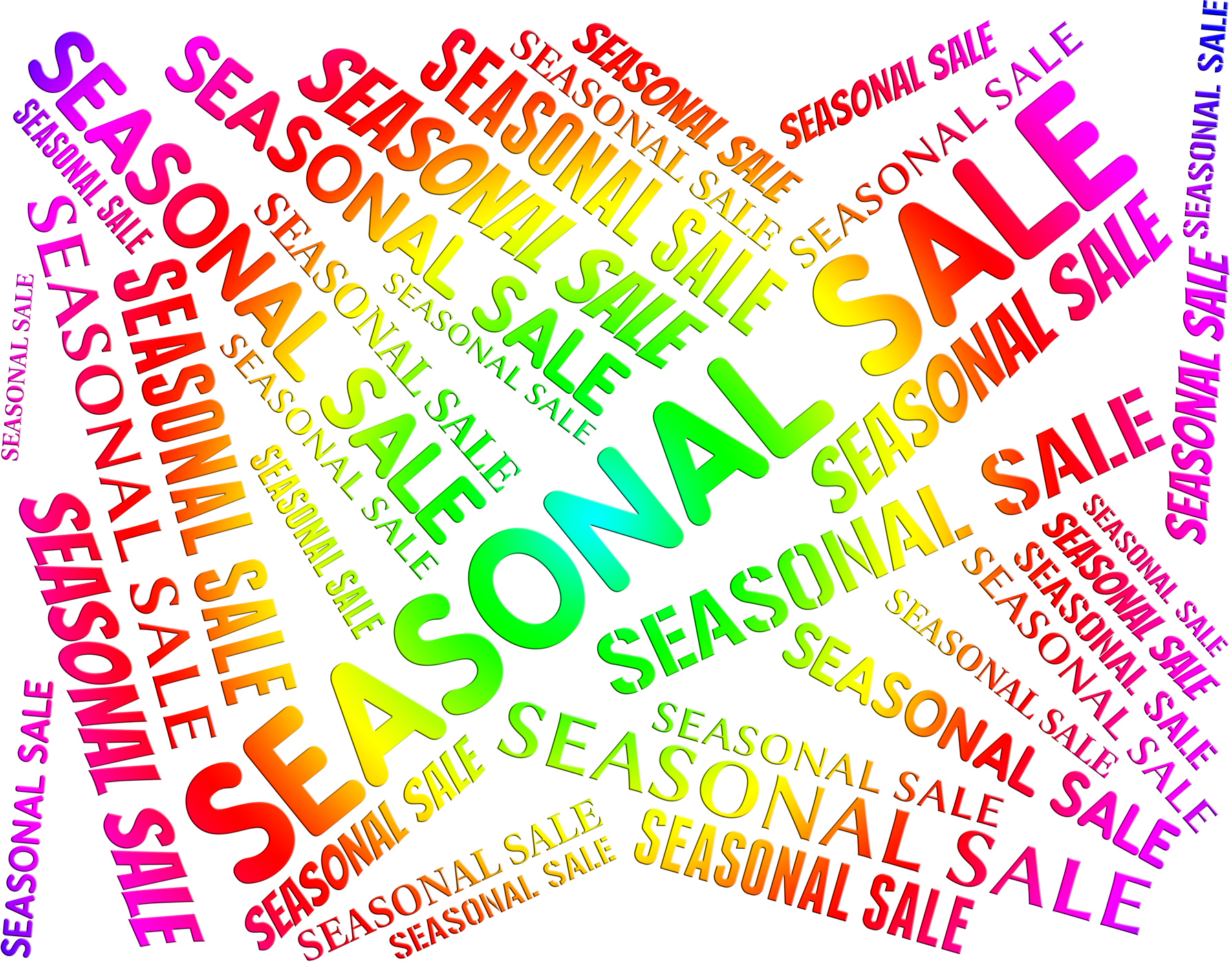 Seasonal sale indicates word words and annually photo