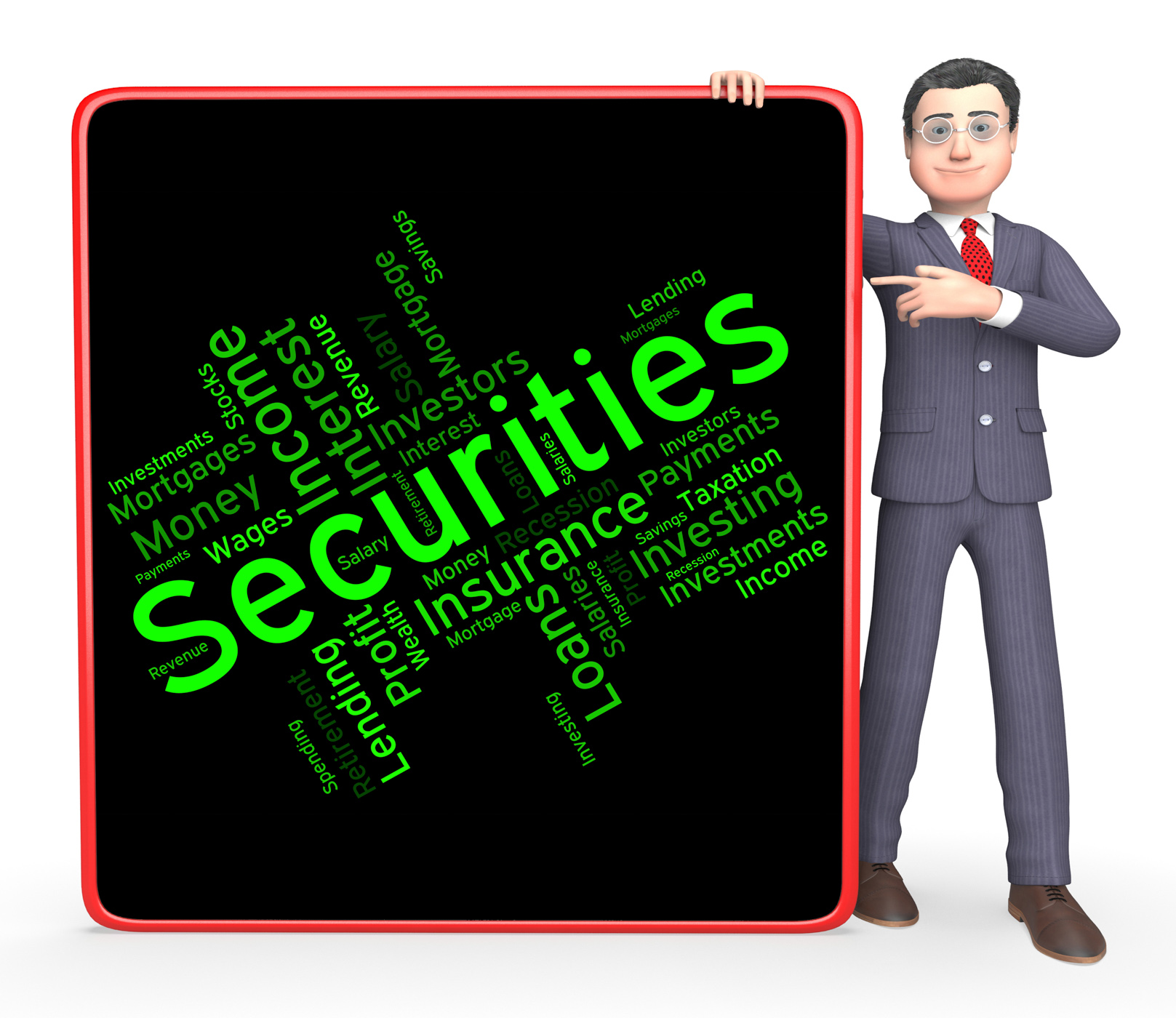Securities word shows in debt and bond photo