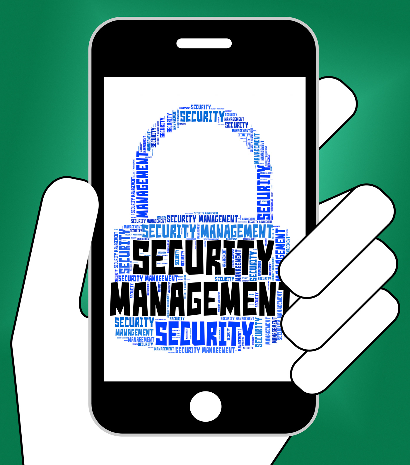 Security management represents secured wordcloud and organization photo