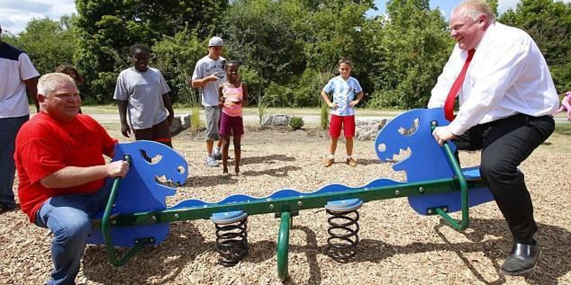 Rob Ford Rides A Seesaw With His Brother In A Toronto Park | HuffPost