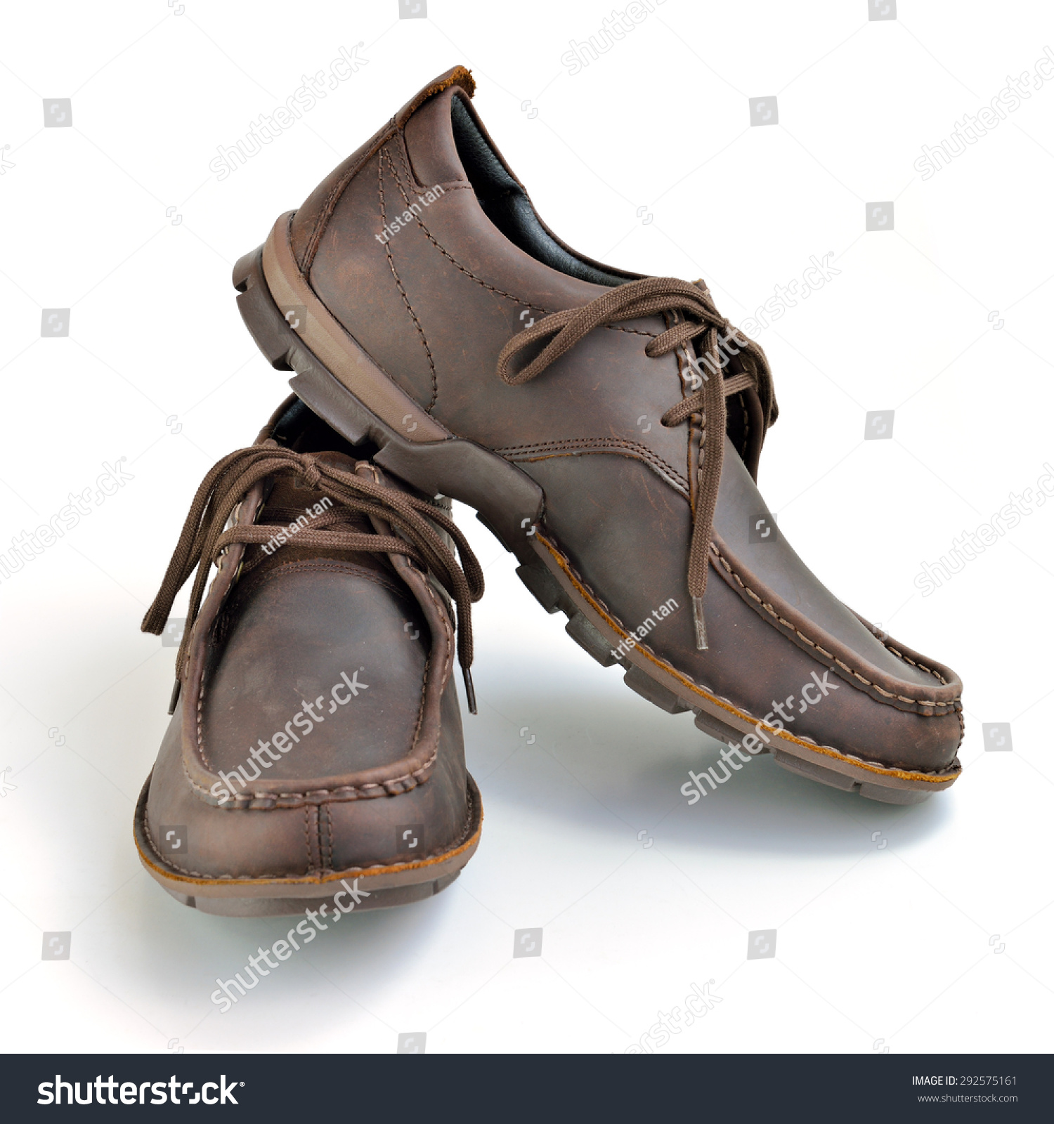 Brown Casual Leather Man Shoes Isolated Stock Photo 292575161 ...