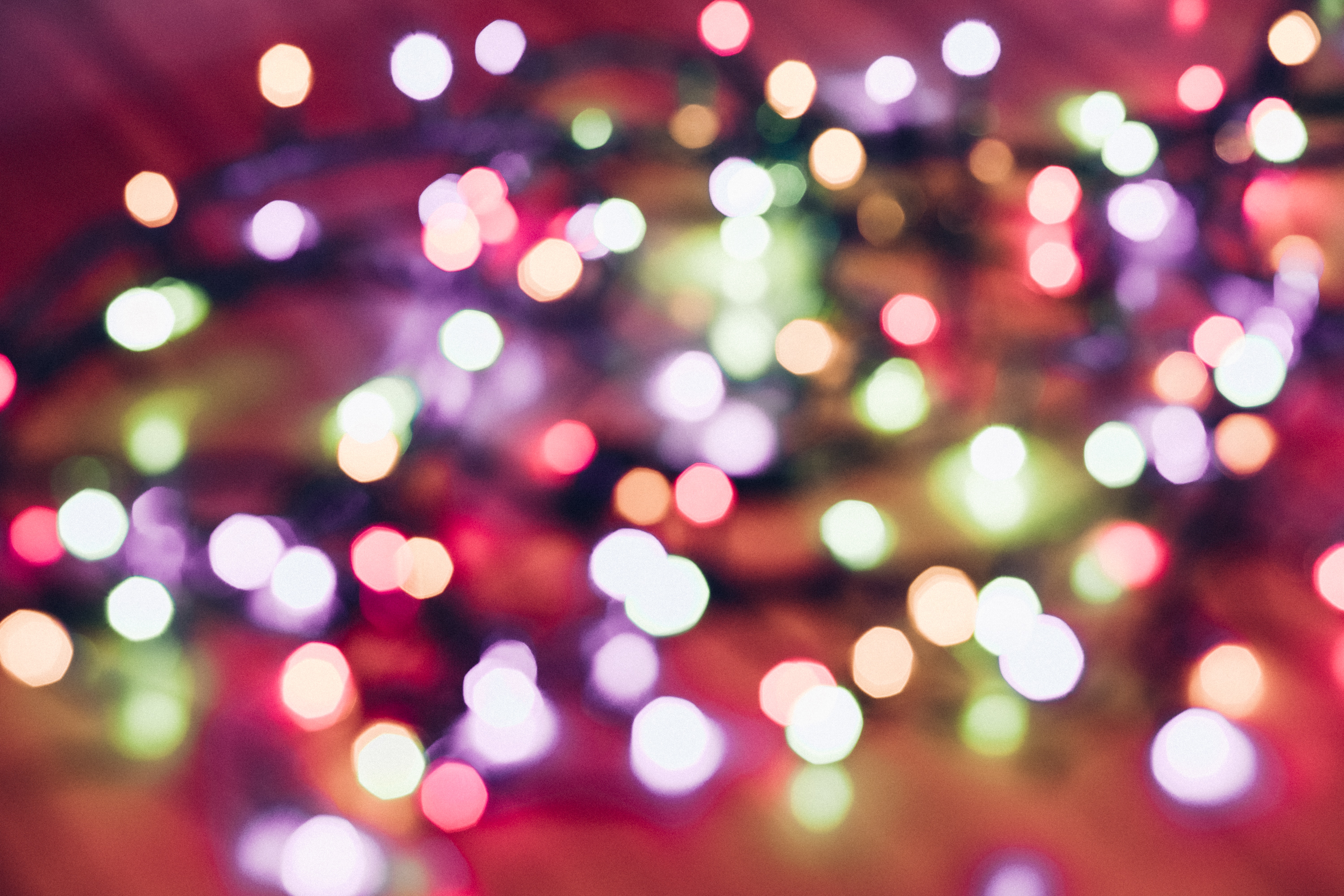 Selective focus photography of string lights