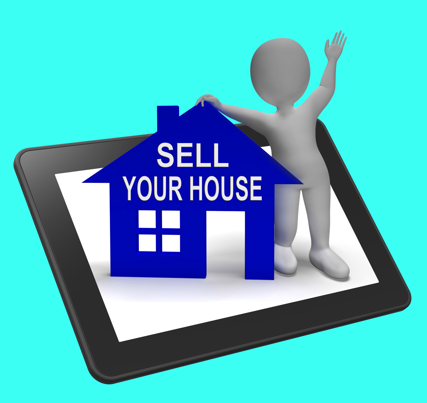Sell your house home tablet shows putting property on the market photo